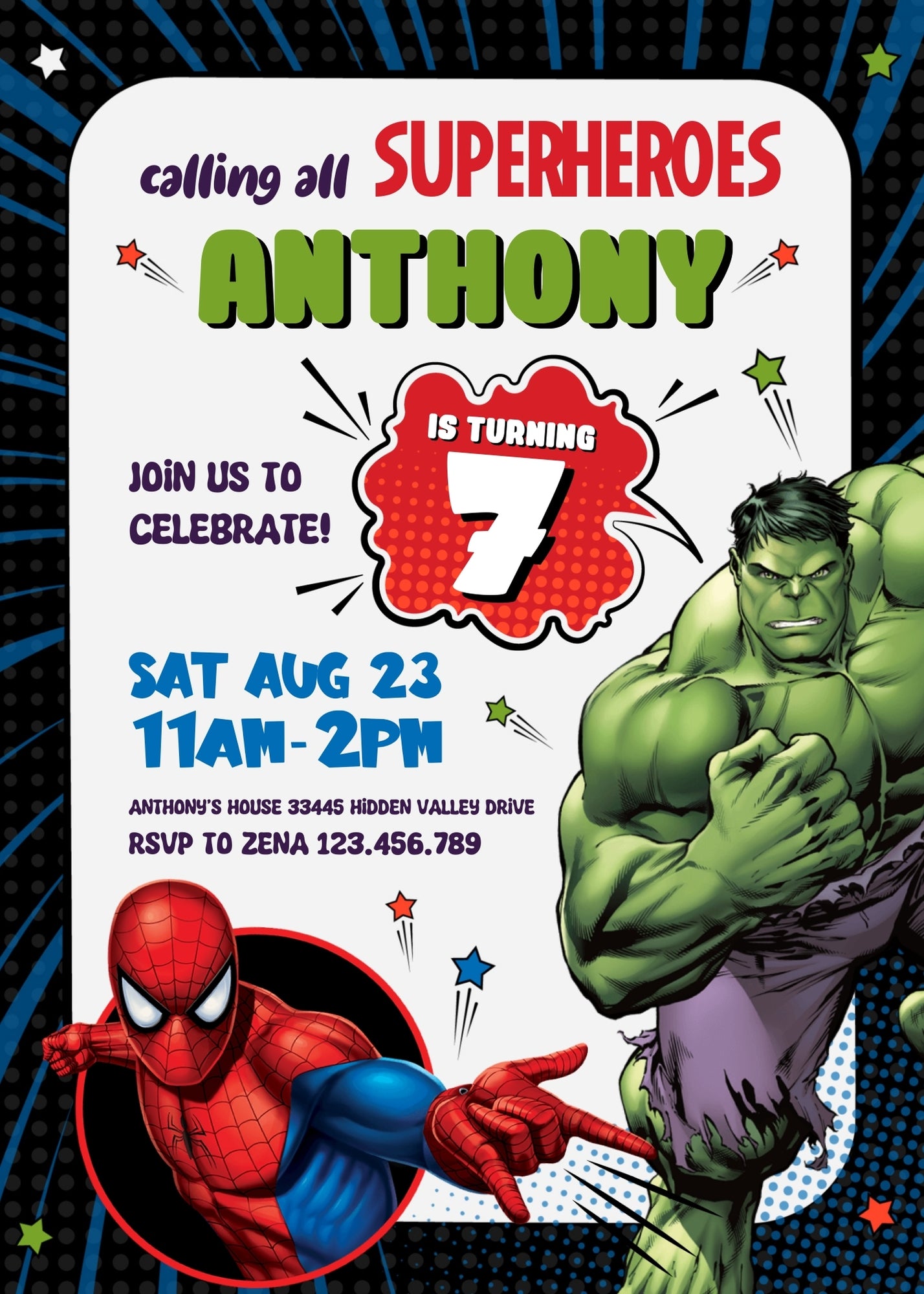 Avengers Marvel Superhero customizable invitation template | Share or Print | boy | AP331