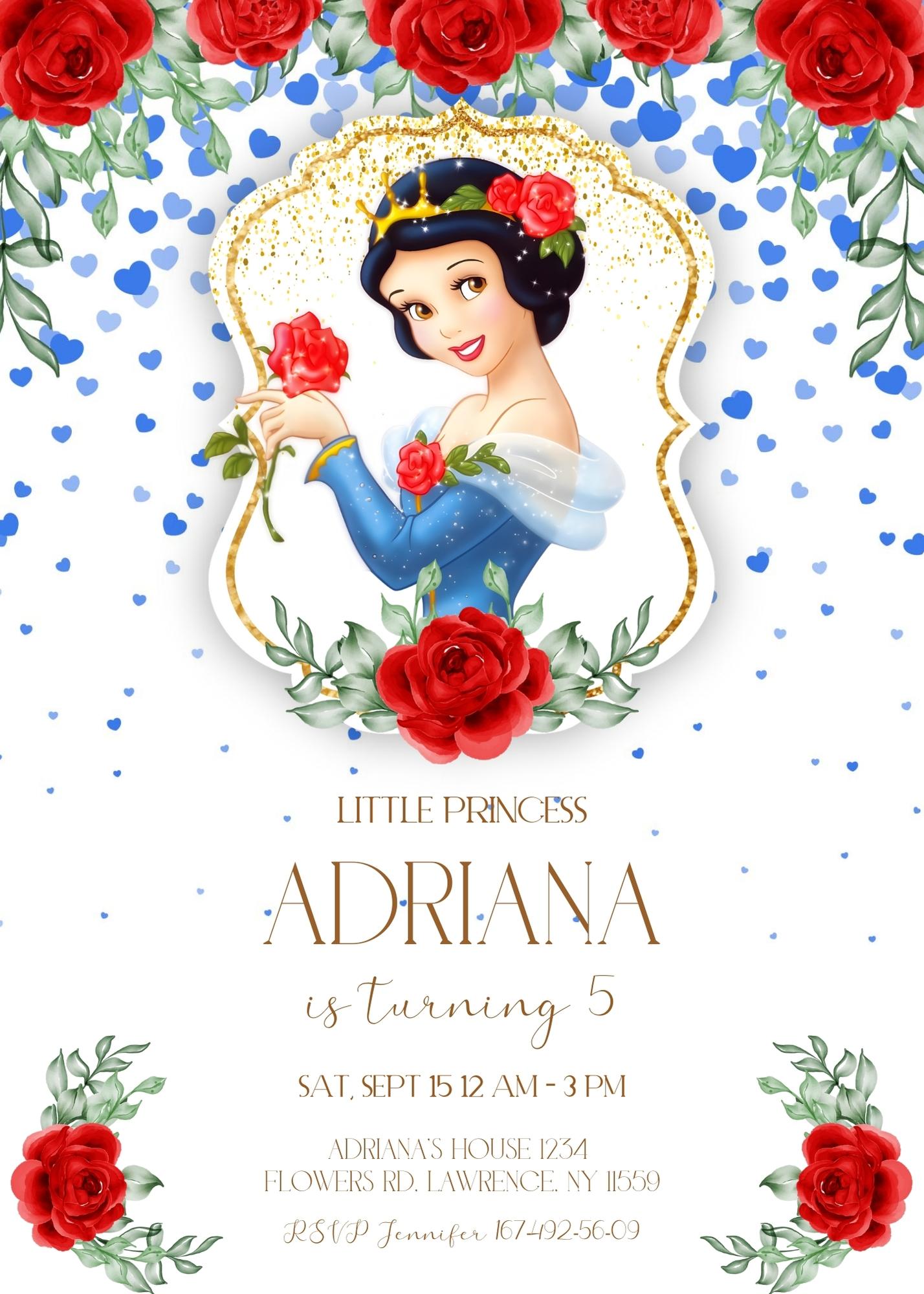 Snow White Princess customizable invitation template | Share or Print | girl | KA402