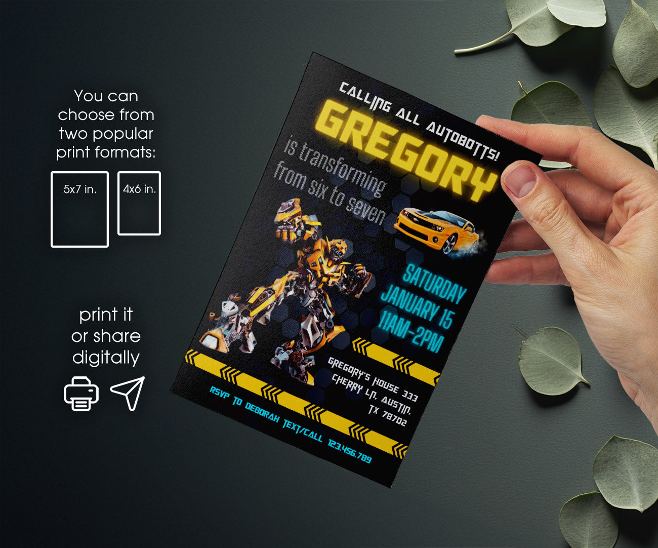 Transformers Rescue Bots customizable invitation template | Share or Print | boy | OB882