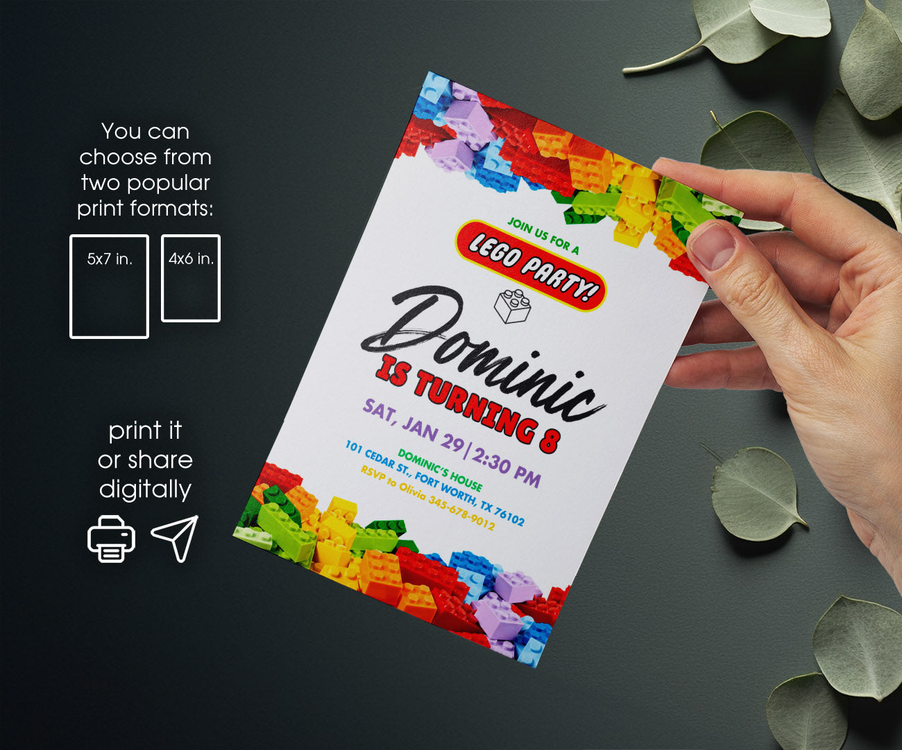 Lego customizable invitation template | Share or Print | YW609