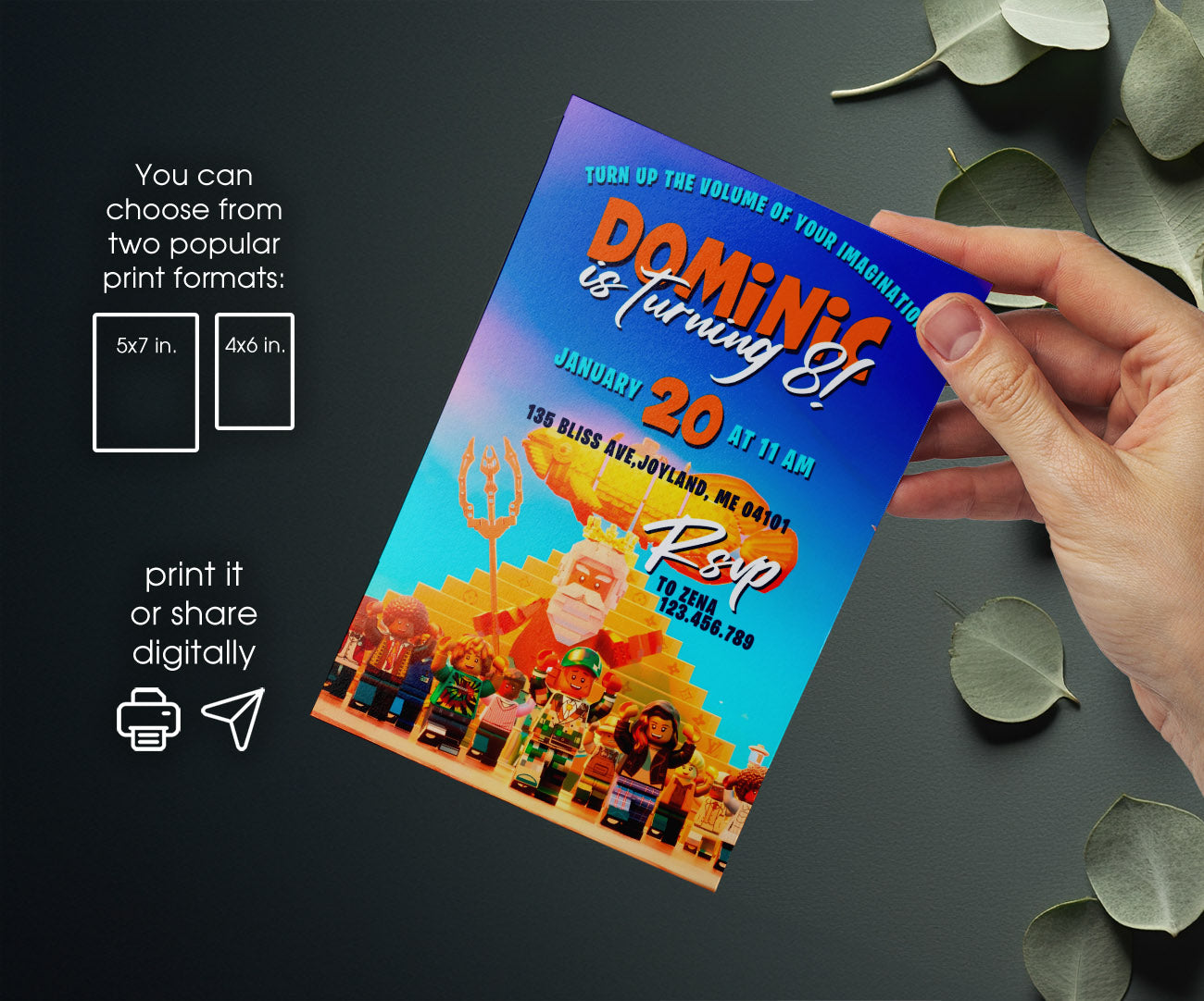 Lego Piece by Piece customizable invitation template | Share or Print | RG338