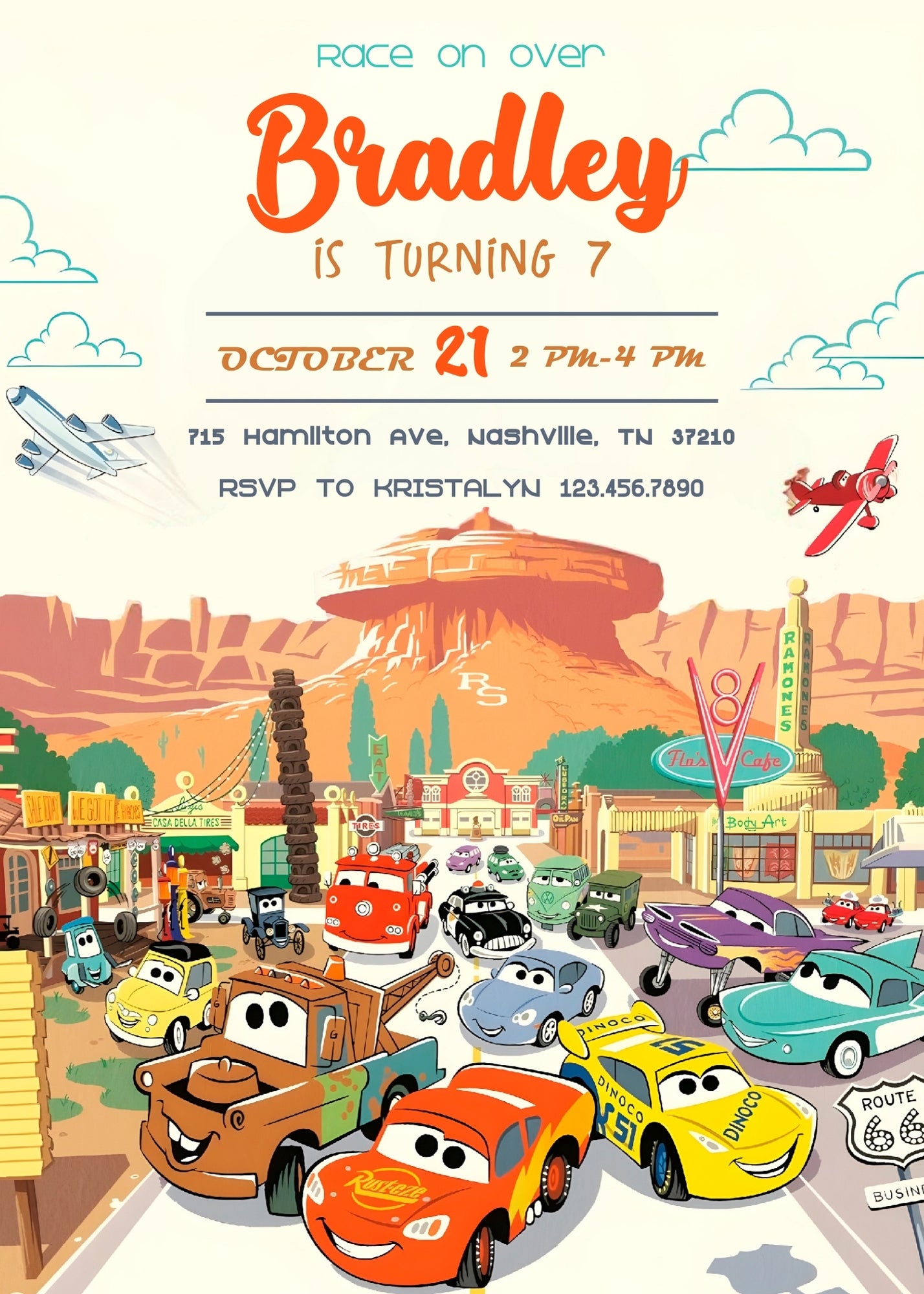 Cars Lightning McQueen customizable invitation template | Share or Print | boy | DQ159