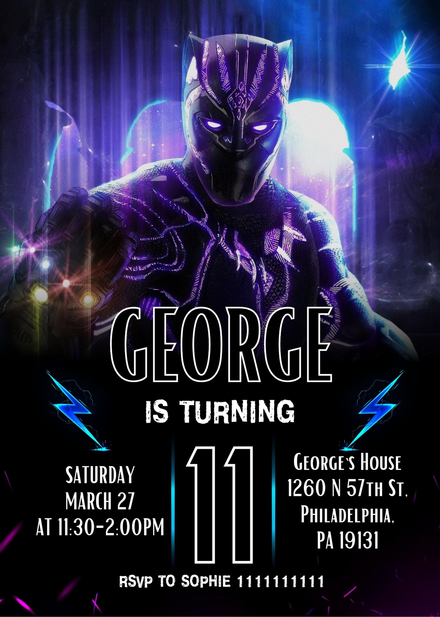 Black Panther Superhero Marvel customizable invitation template | Share or Print | boy | NZ291