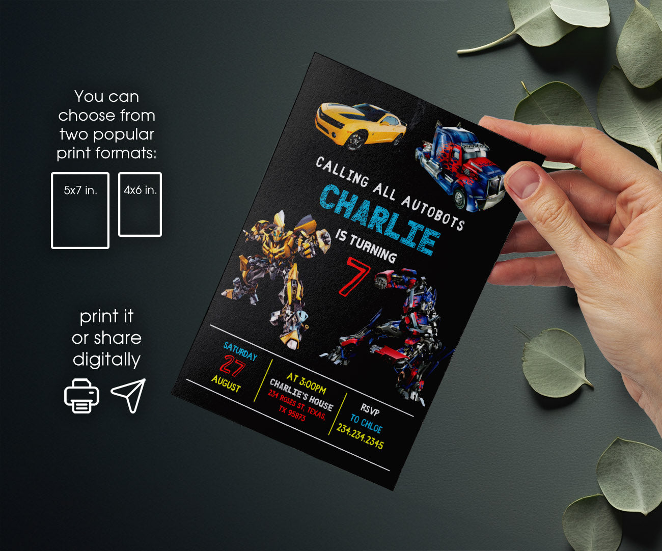 Transformers Rescue Bots customizable invitation template | Share or Print | boy | KJ130