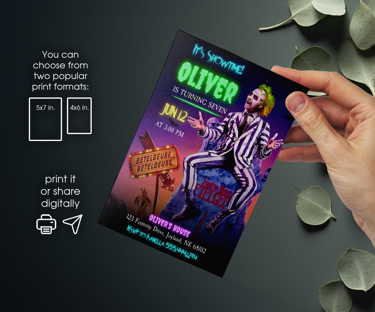 Beetlejuice Halloween customizable invitation template | Share or Print | LK106