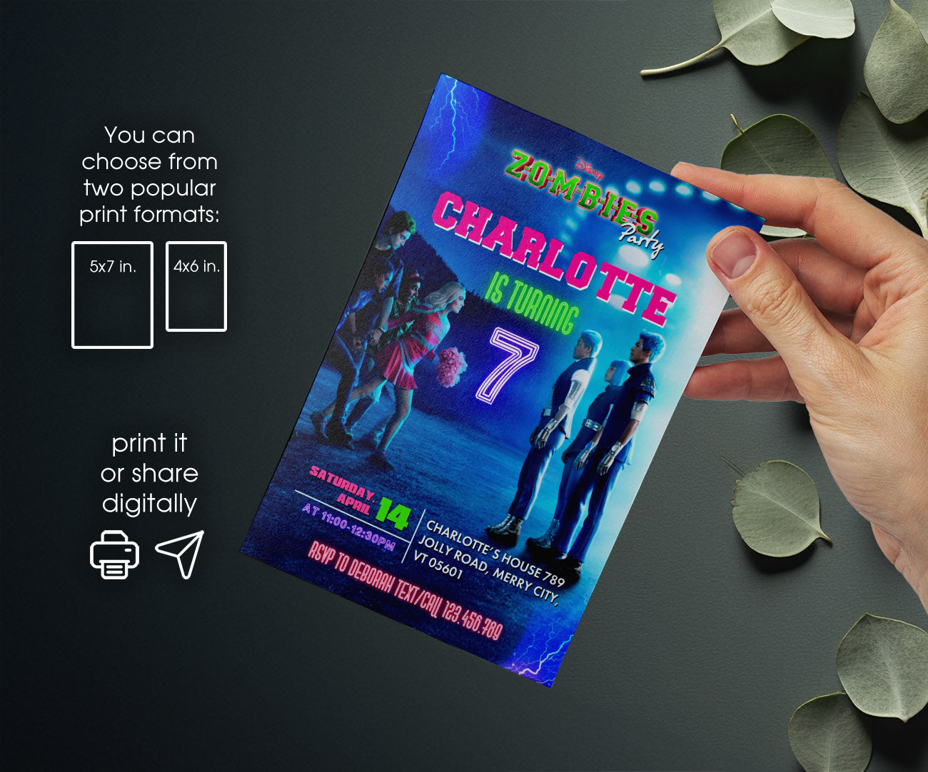 Zombies 3 Halloween customizable invitation template | Share or Print | QC657