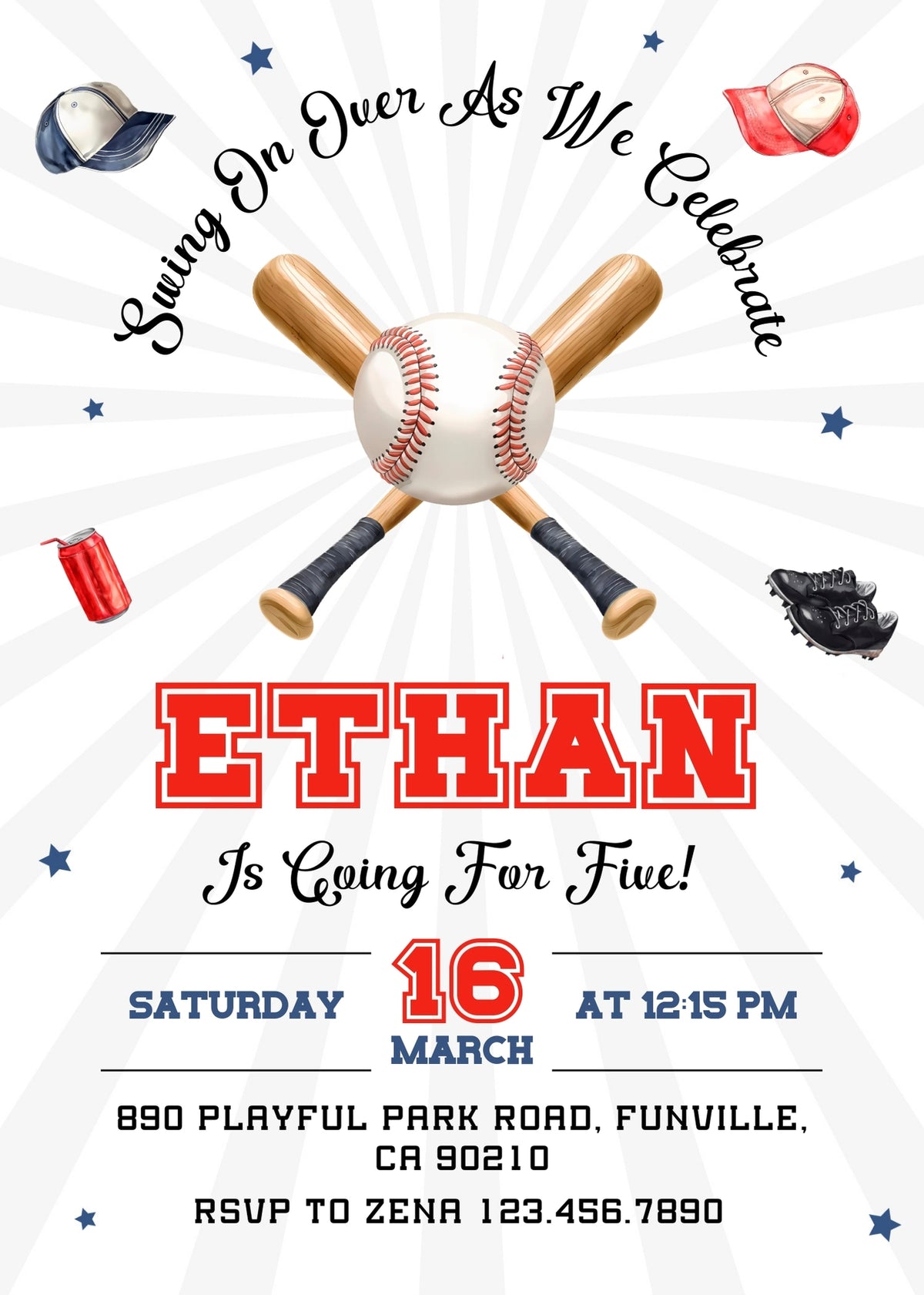 Baseball MLB Sport customizable invitation template | Share or Print | boy | GW126