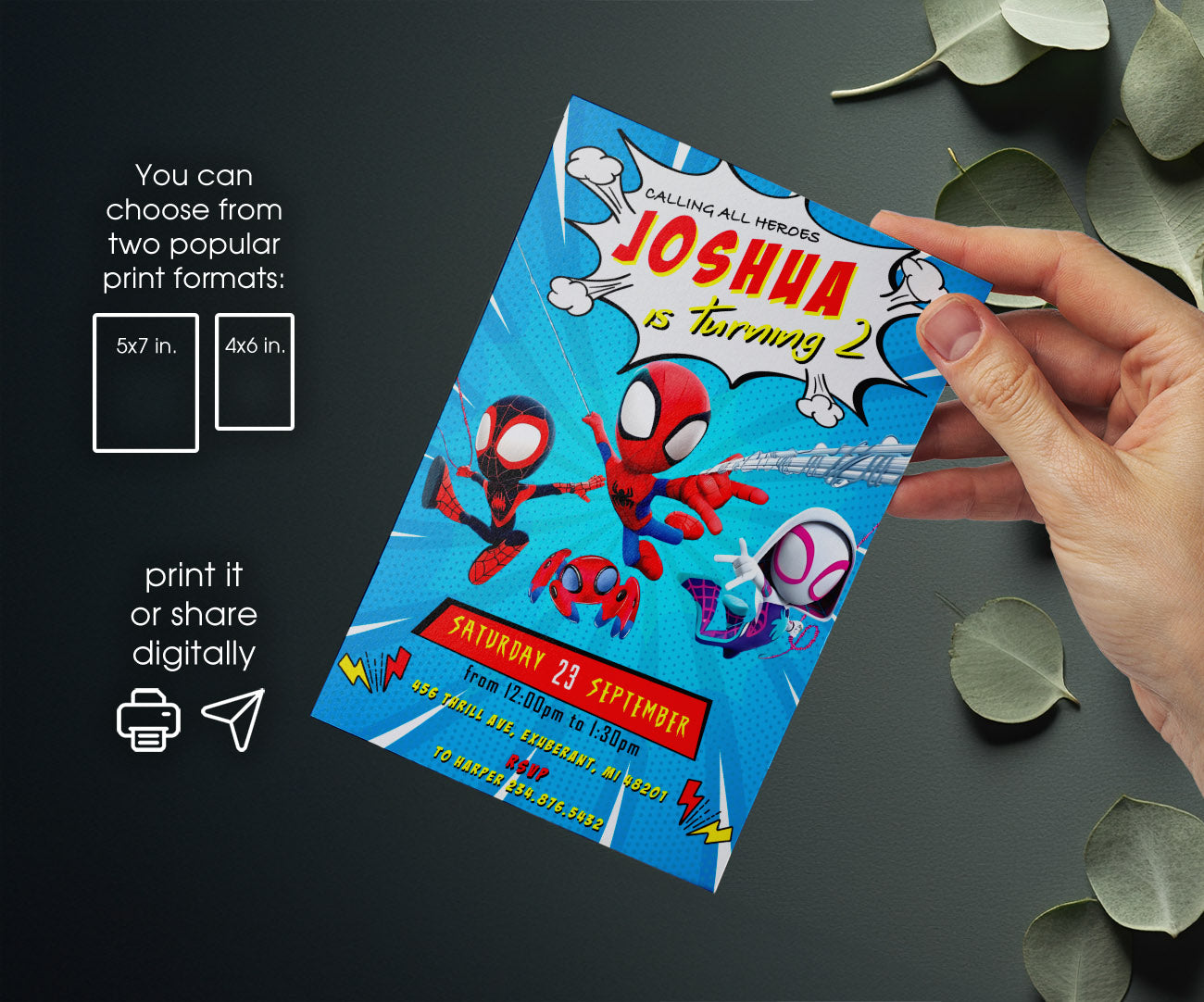 Spidey and His Amazing Friends customizable invitation template | Share or Print | boy | EC124