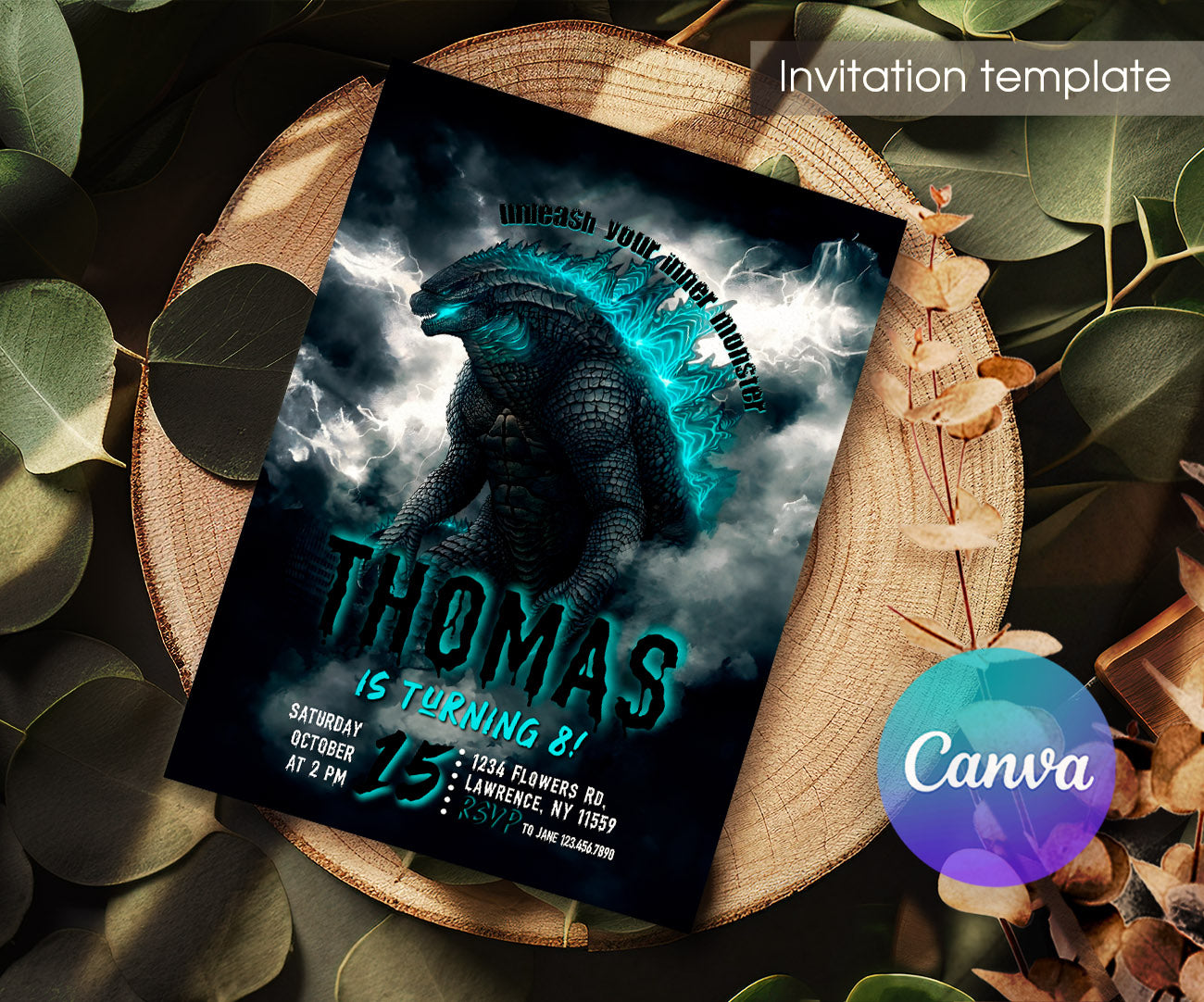 Godzilla and King Kong customizable invitation template | Share or Print | XL616