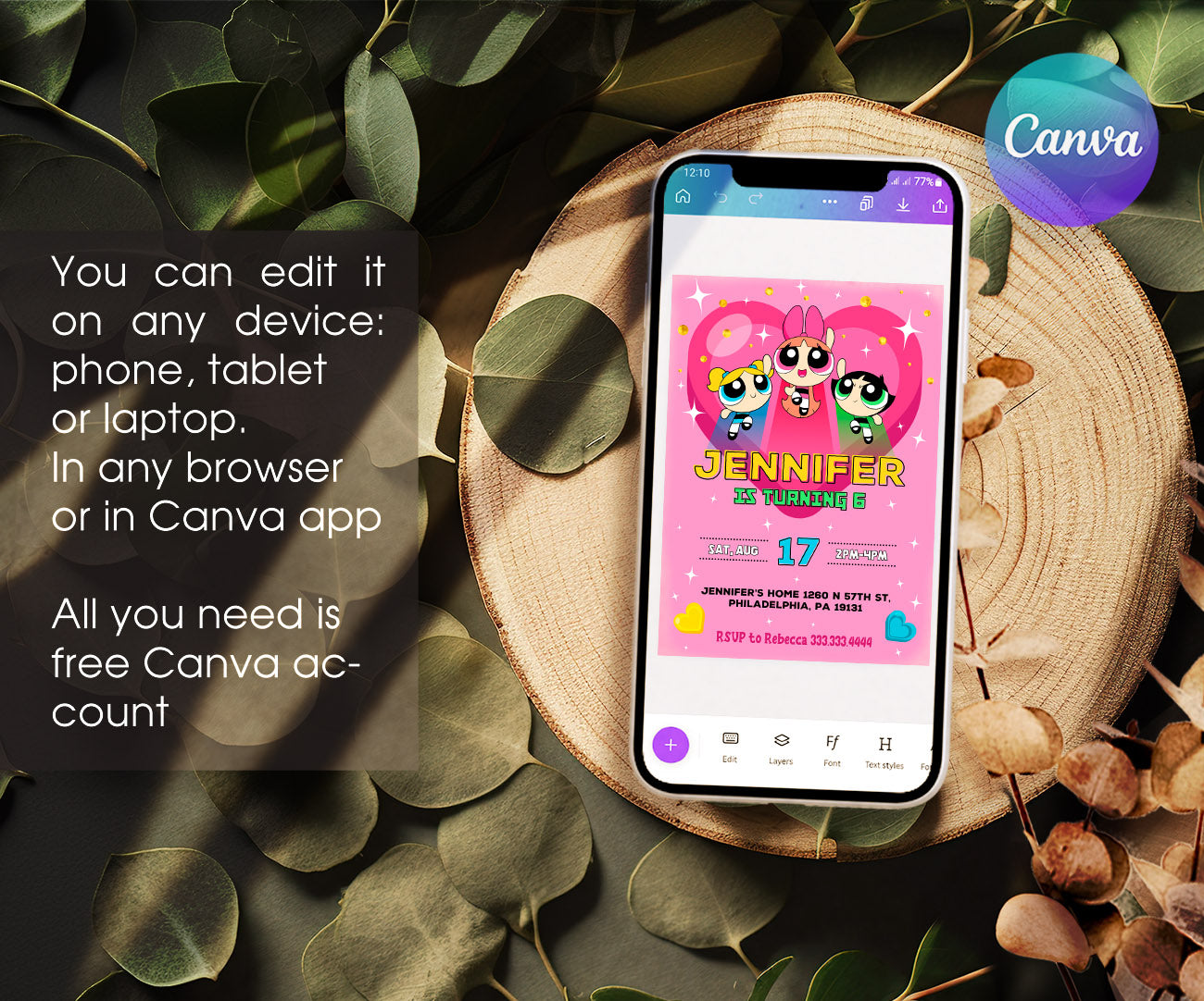 The Powerpuff Girls customizable invitation template | Share or Print | girl | LC791