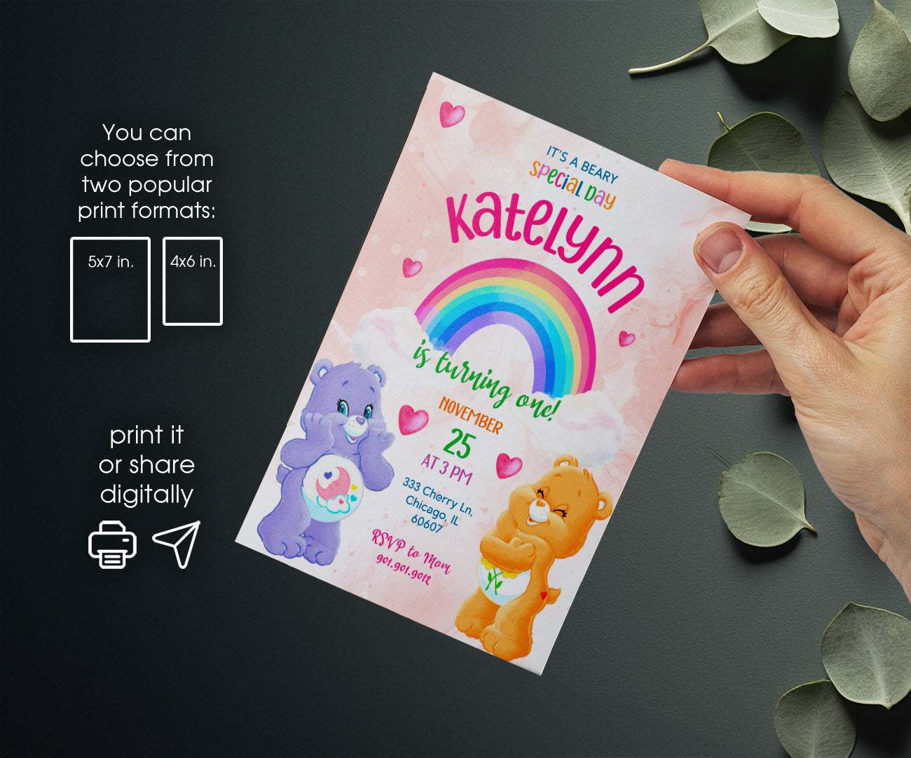 Care Bears customizable invitation template | Share or Print | HL609
