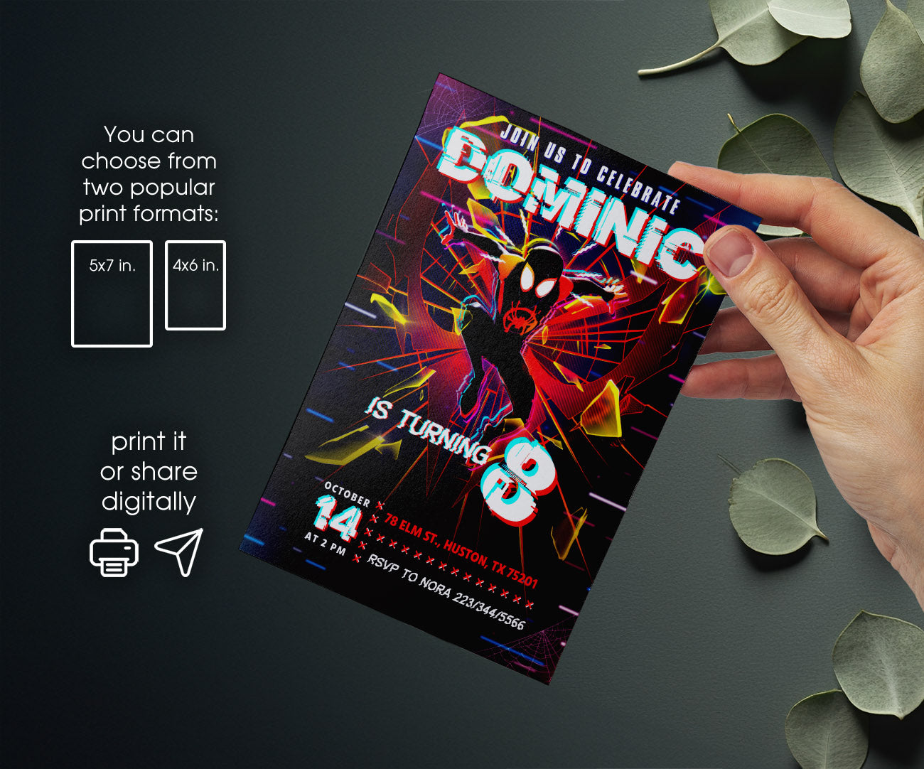 Spider Man Across the Spider-Verse customizable invitation template | Share or Print | boy | IJ007