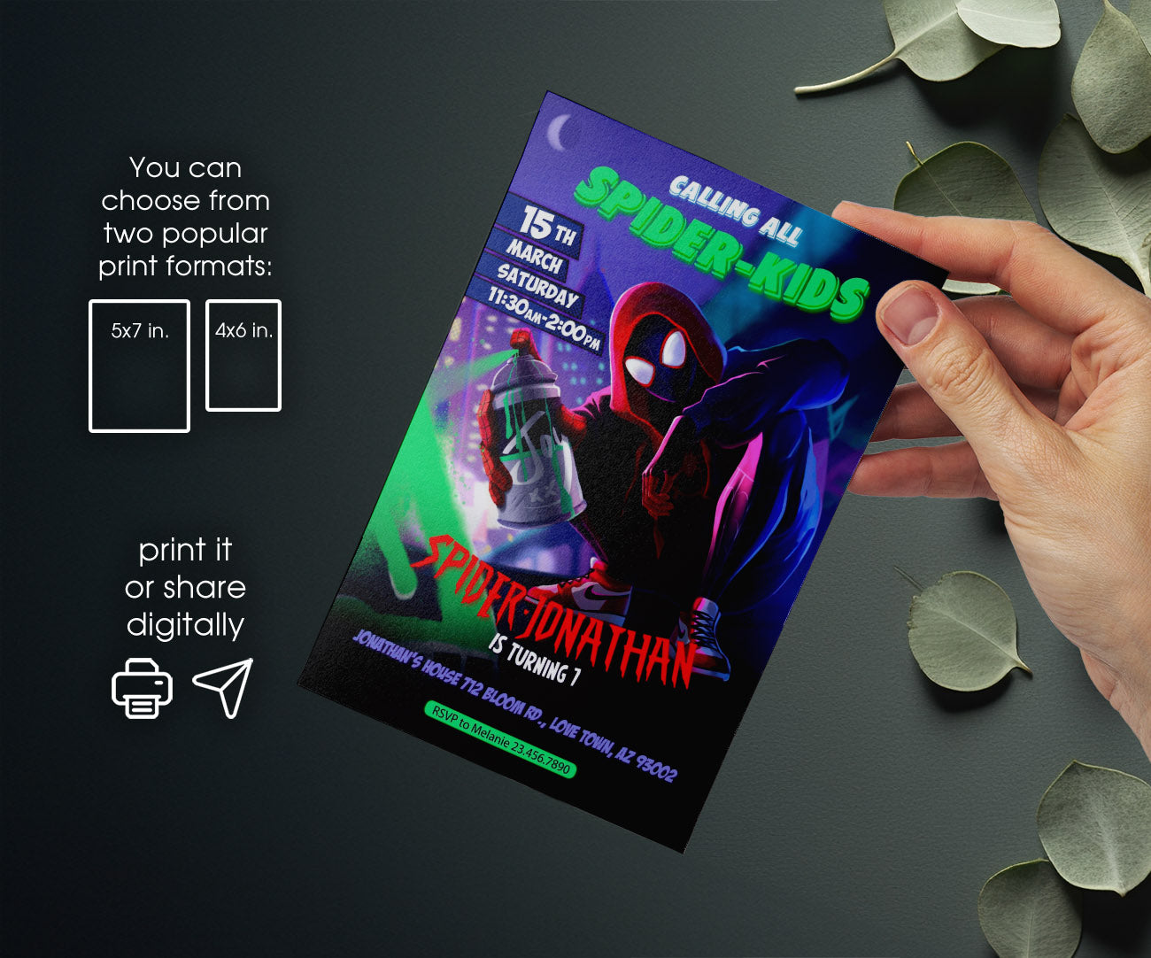 Spider Man Across the Spider-Verse customizable invitation template | Share or Print | boy | ZV696