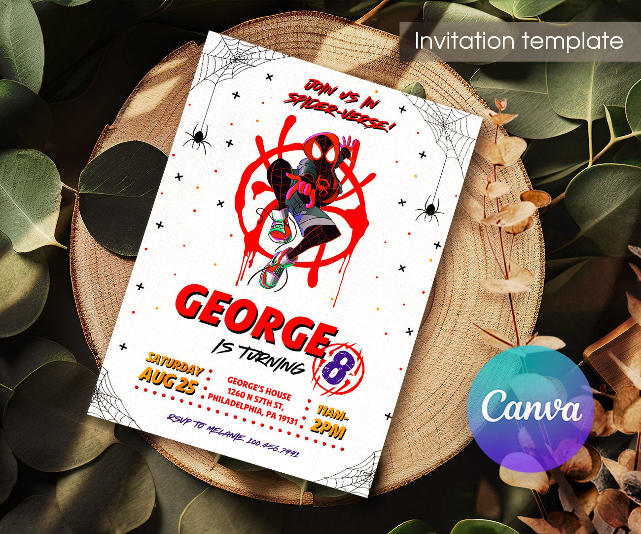 Spider Man Across the Spider-Verse customizable invitation template | Share or Print | boy | YV940