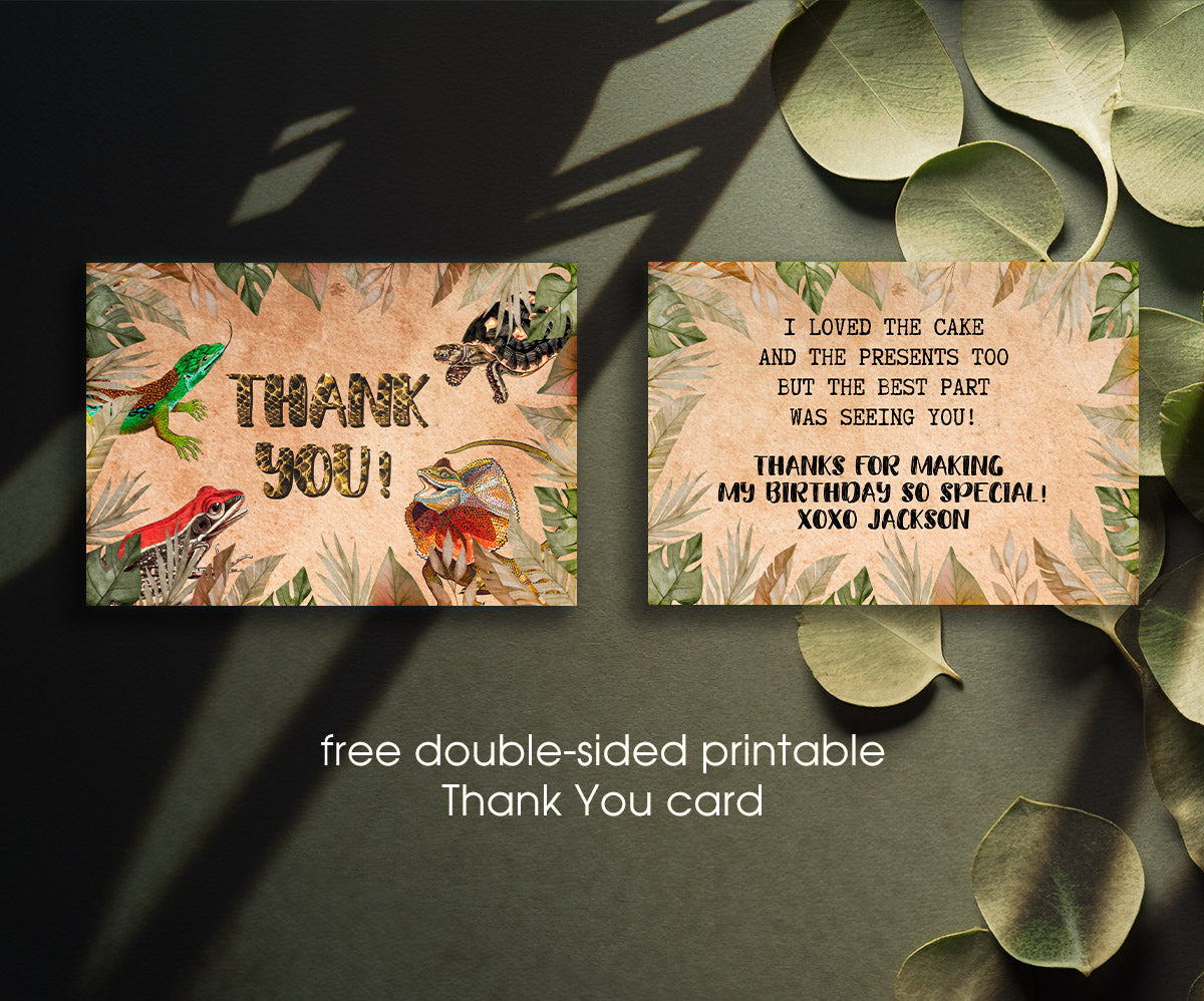 Reptile Lizard Snake customizable invitation template | Share or Print | VA006