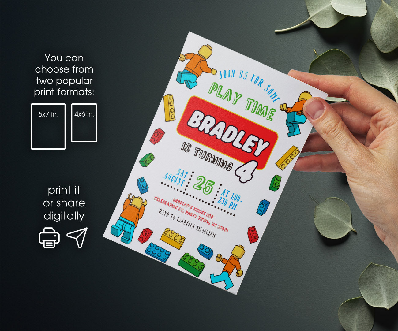 Lego Minifigures customizable invitation template | Share or Print | KE131