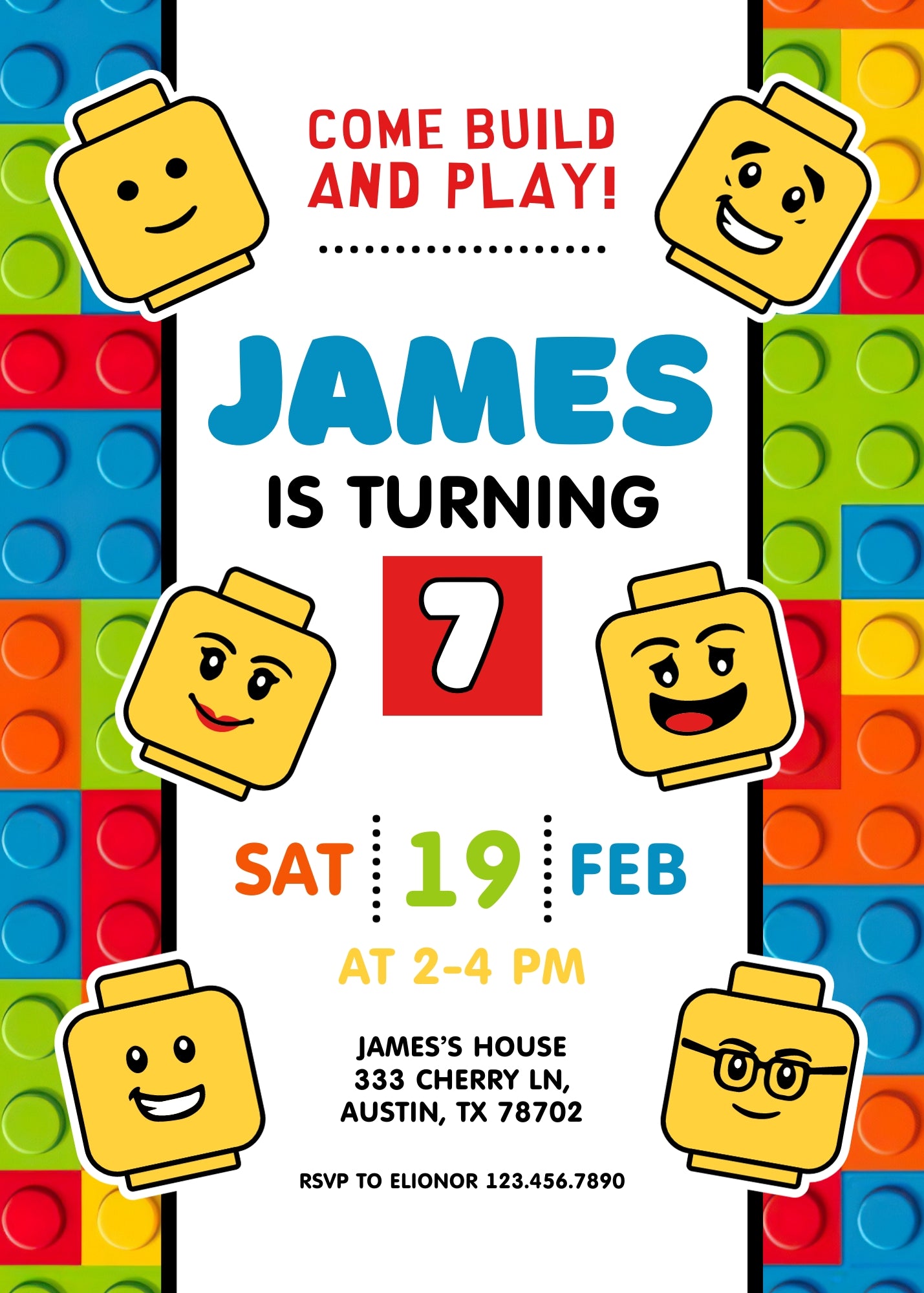 Lego Minifigures customizable invitation template | Share or Print | FE563