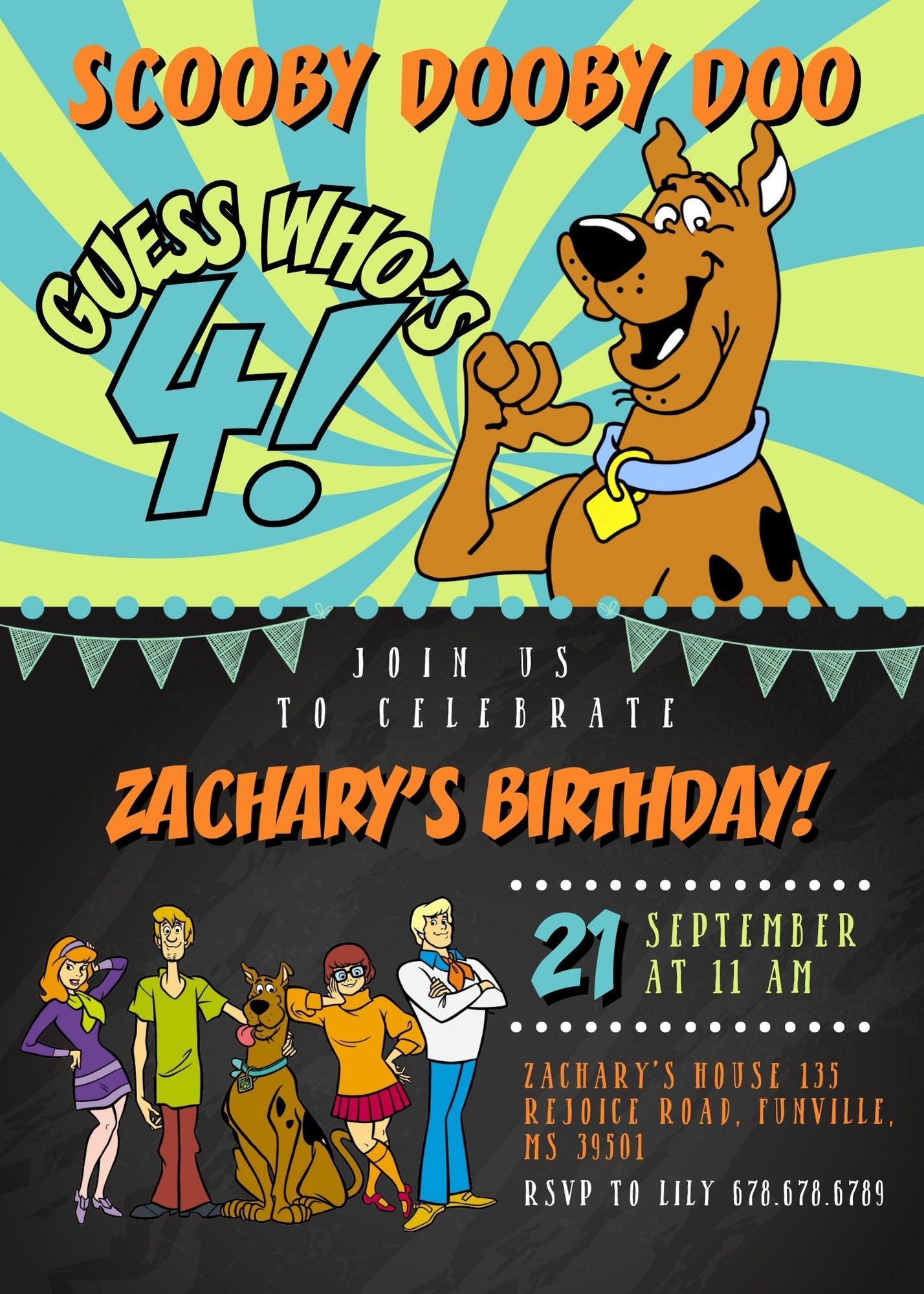 Scooby-Doo customizable invitation template | Share or Print | WH407