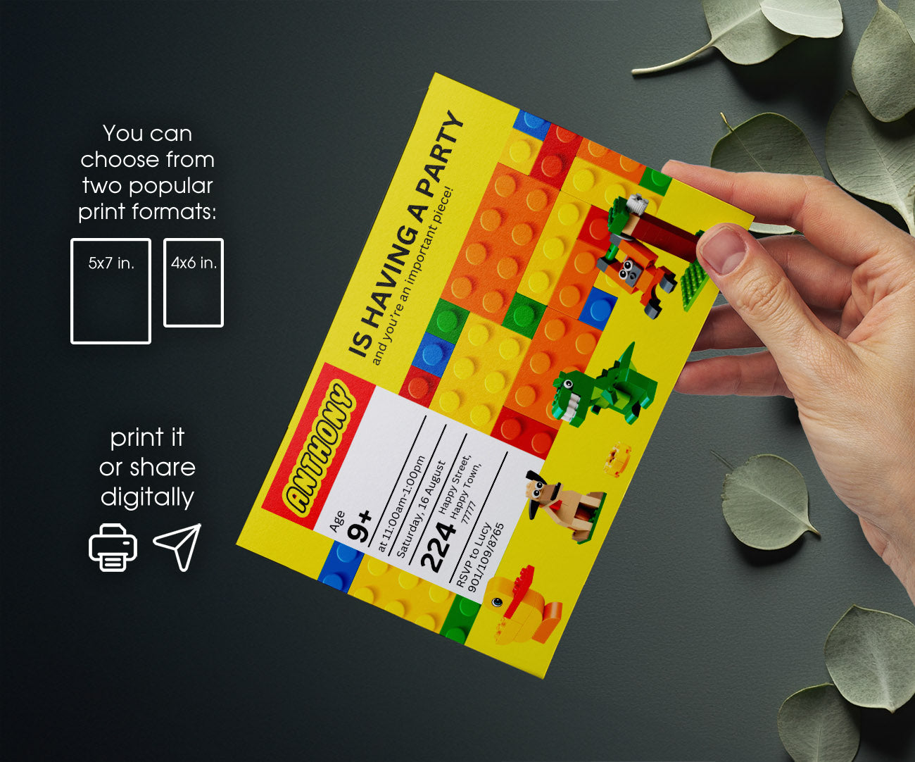 Lego customizable invitation template | Share or Print | BP984
