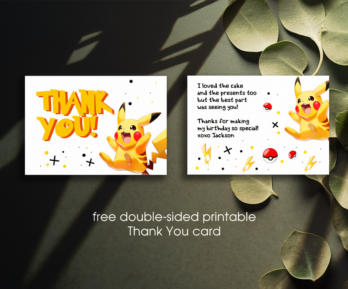 Pokemon Pikachu customizable invitation template | Share or Print | EB772