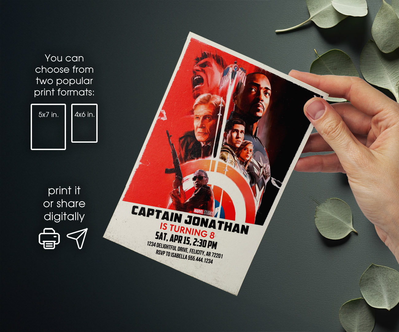 Captain America: Brave New World, Red Hulk customizable invitation template | Share or Print | boy | HG680