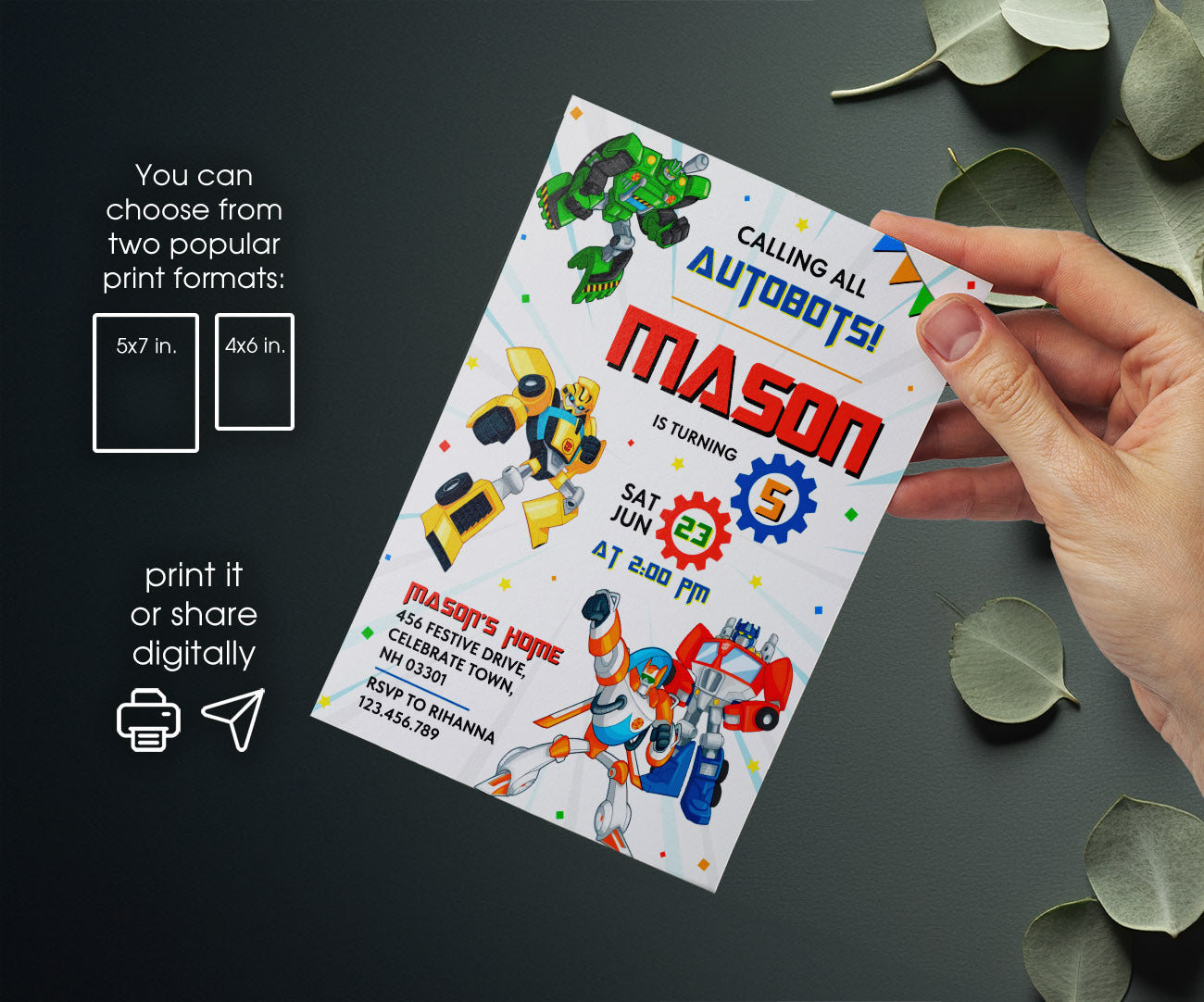 Transformers Rescue Bots customizable invitation template | Share or Print | boy | VH666