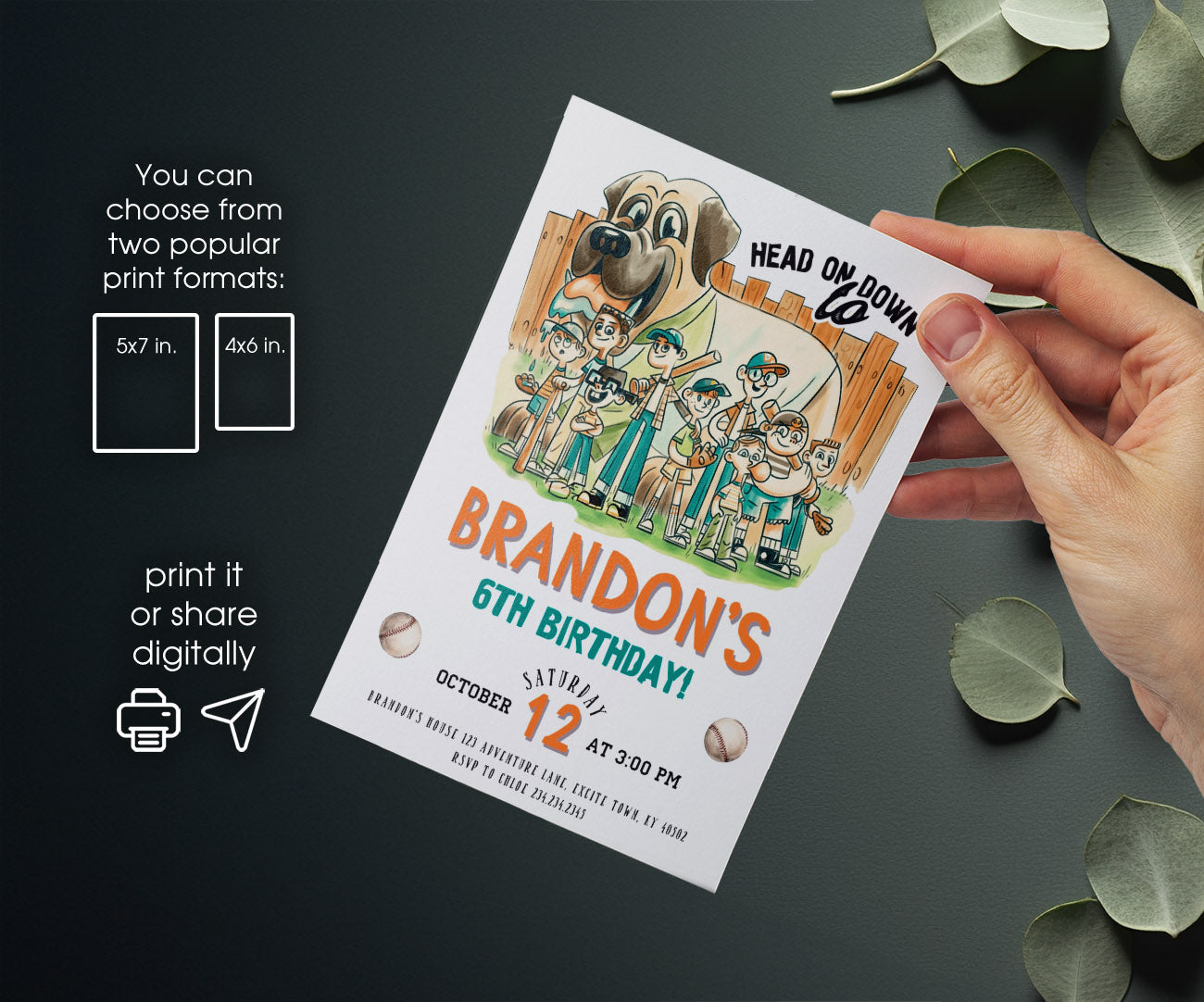Baseball MLB Sport customizable invitation template | Share or Print | GW498
