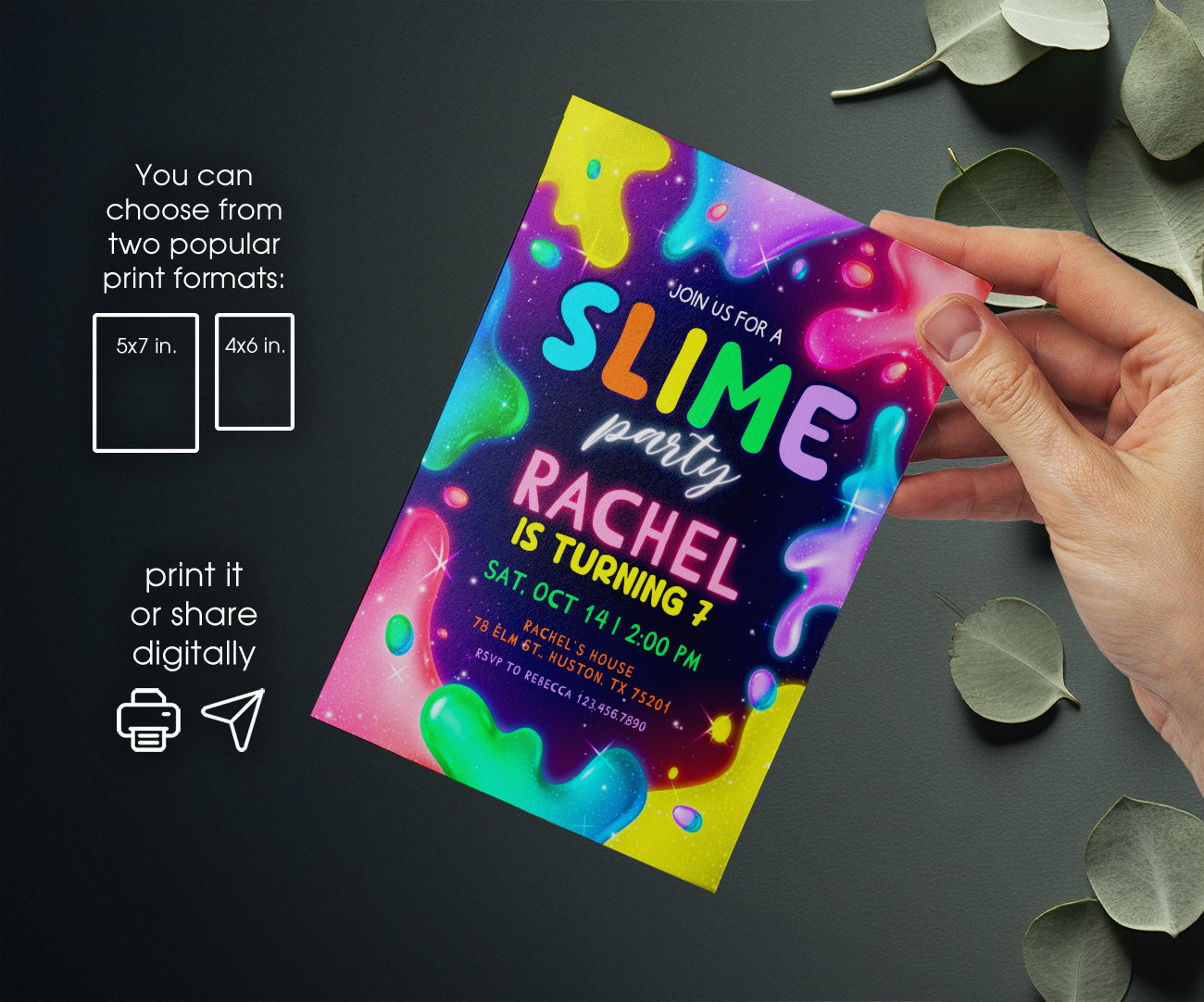 Slime Diy Party customizable invitation template | Share or Print | GL905