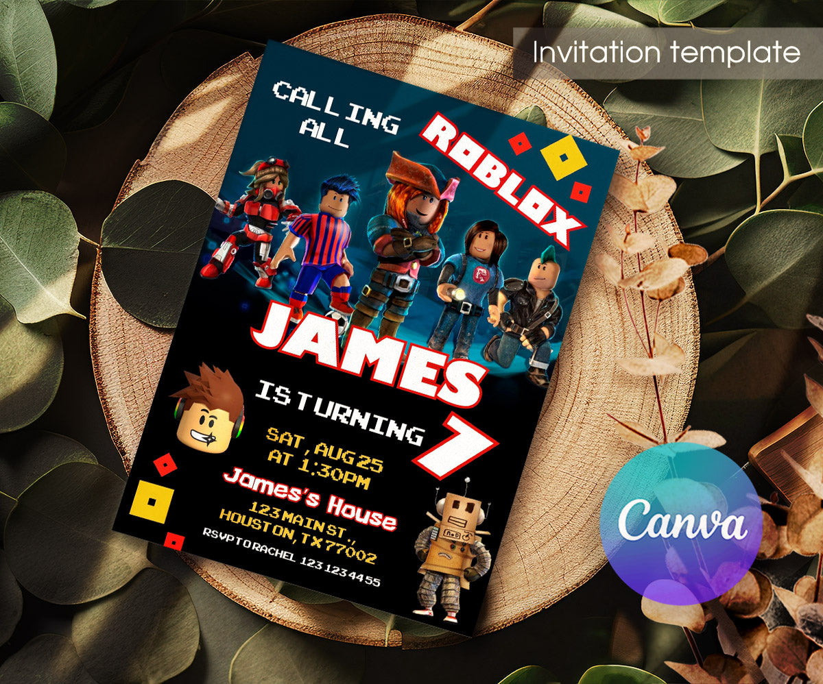 Roblox Gamer customizable invitation template | Share or Print | KQ267