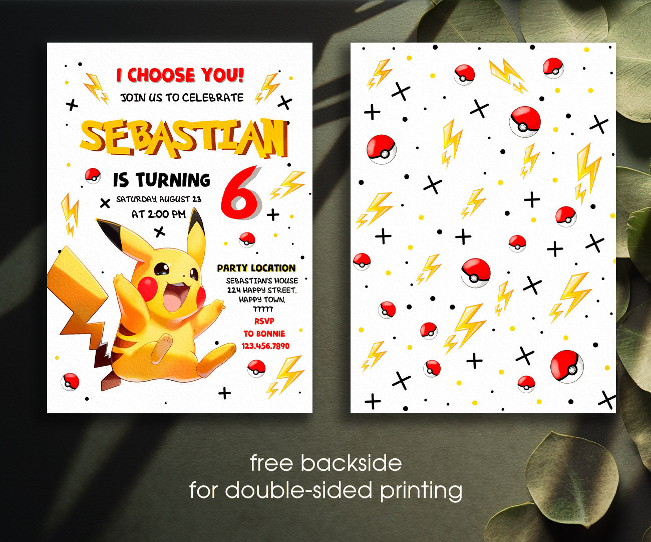 Pokemon Pikachu customizable invitation template | Share or Print | MW721