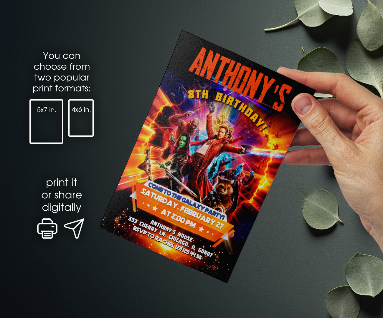 Guardians of The Galaxy Superhero customizable invitation template | Share or Print | boy | JW042