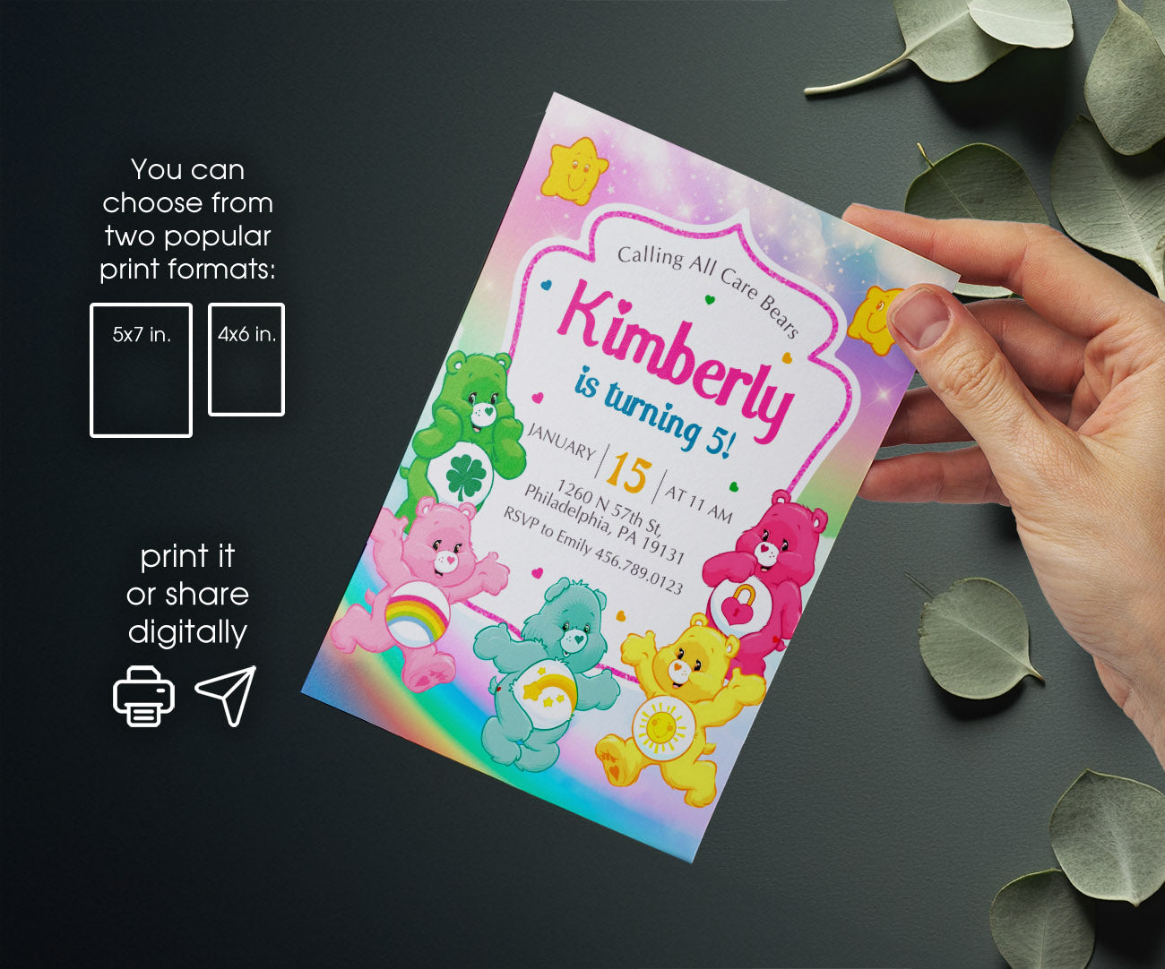 Care Bears customizable invitation template | Share or Print | DV055