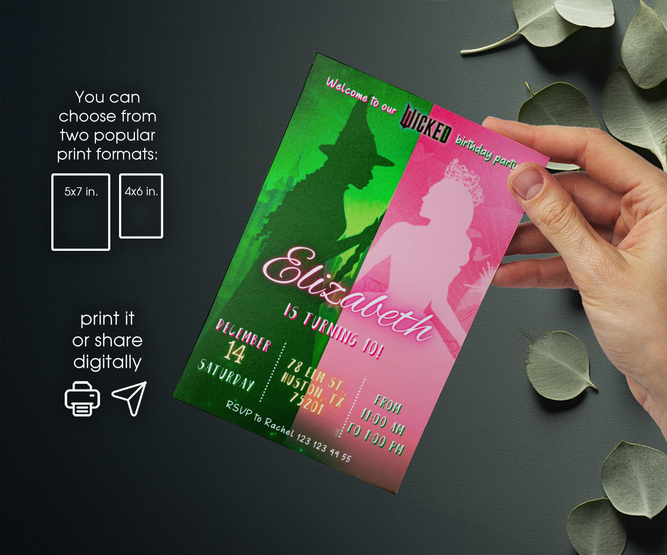 Wicked Musical Movie customizable invitation template | Share or Print | KH326