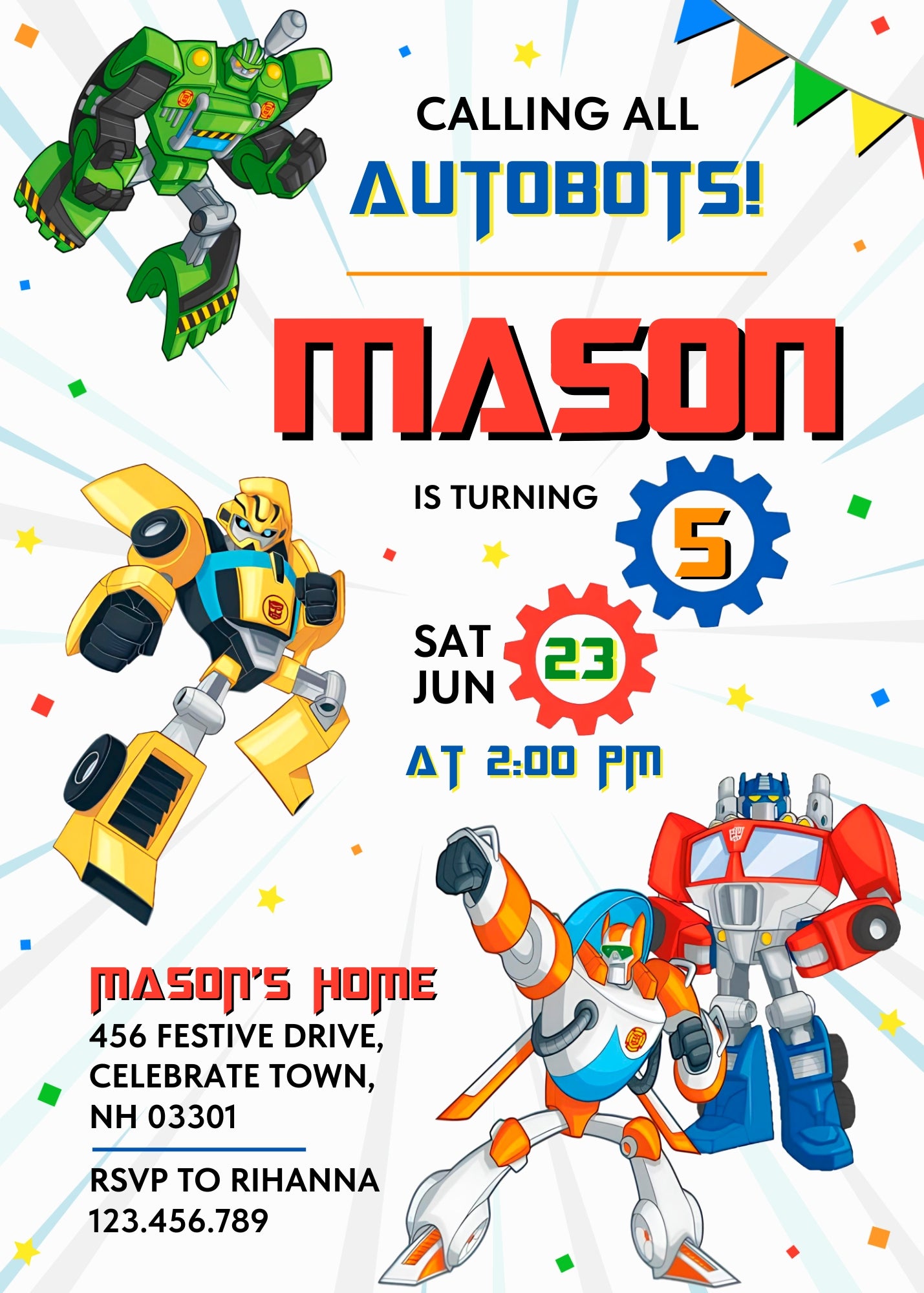 Transformers Rescue Bots customizable invitation template | Share or Print | boy | VH666
