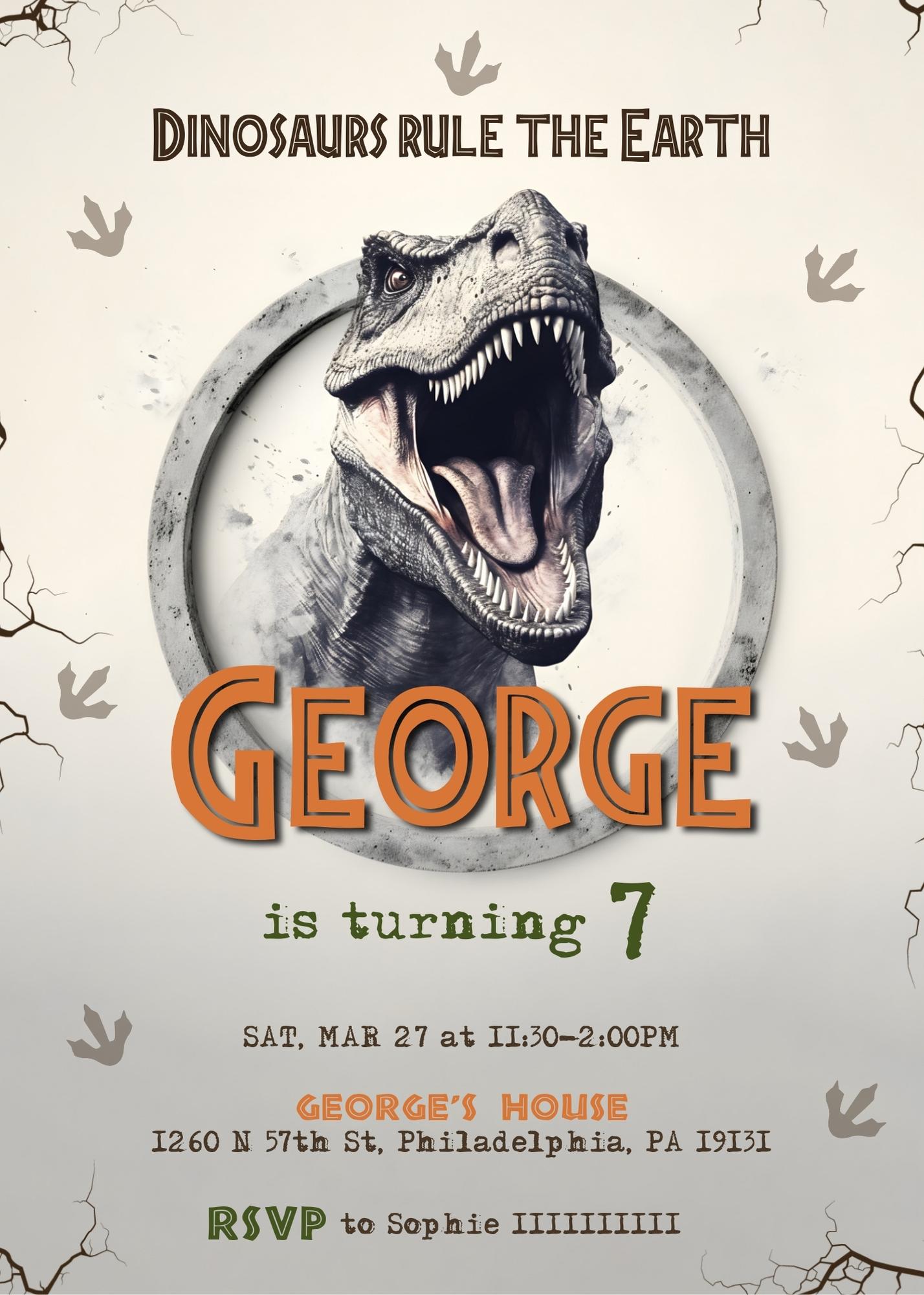 Jurassic World Dinosaur customizable invitation template | Share or Print | ZM988