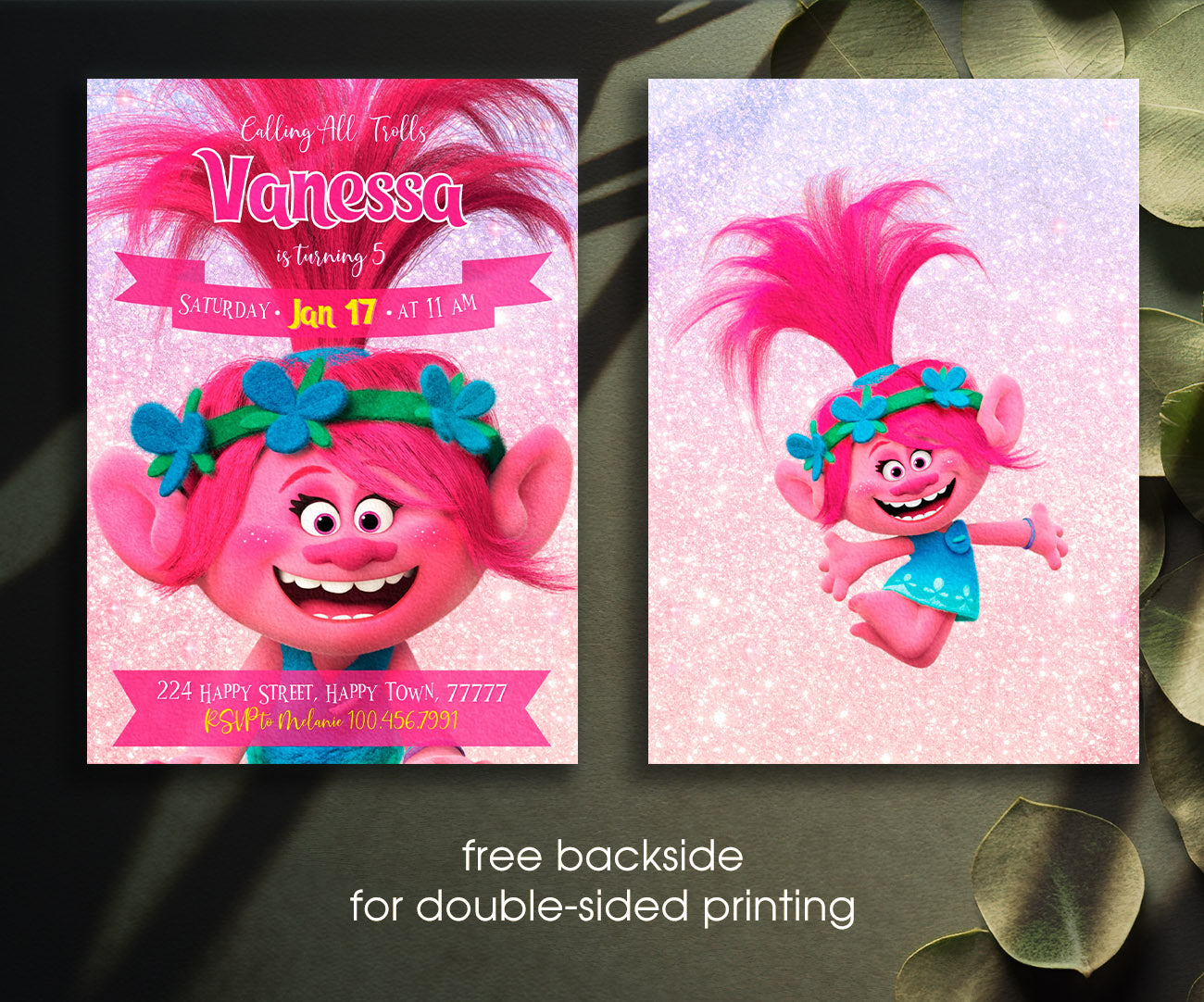 Trolls Poppy customizable invitation template | Share or Print | NE504