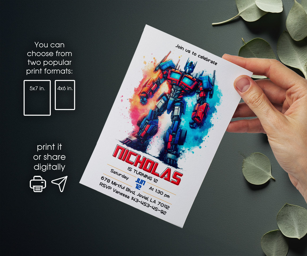Transformers Rescue Bots customizable invitation template | Share or Print | boy | BE302