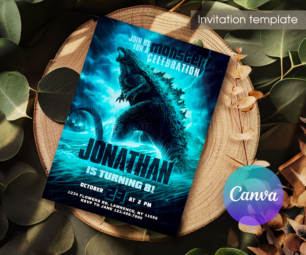 Godzilla and King Kong customizable invitation template | Share or Print | AQ157