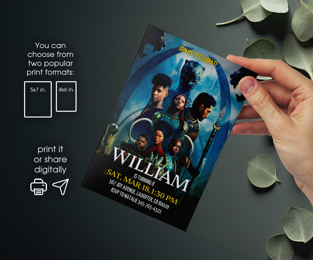 Black Panther Superhero Marvel customizable invitation template | Share or Print | boy | NR861