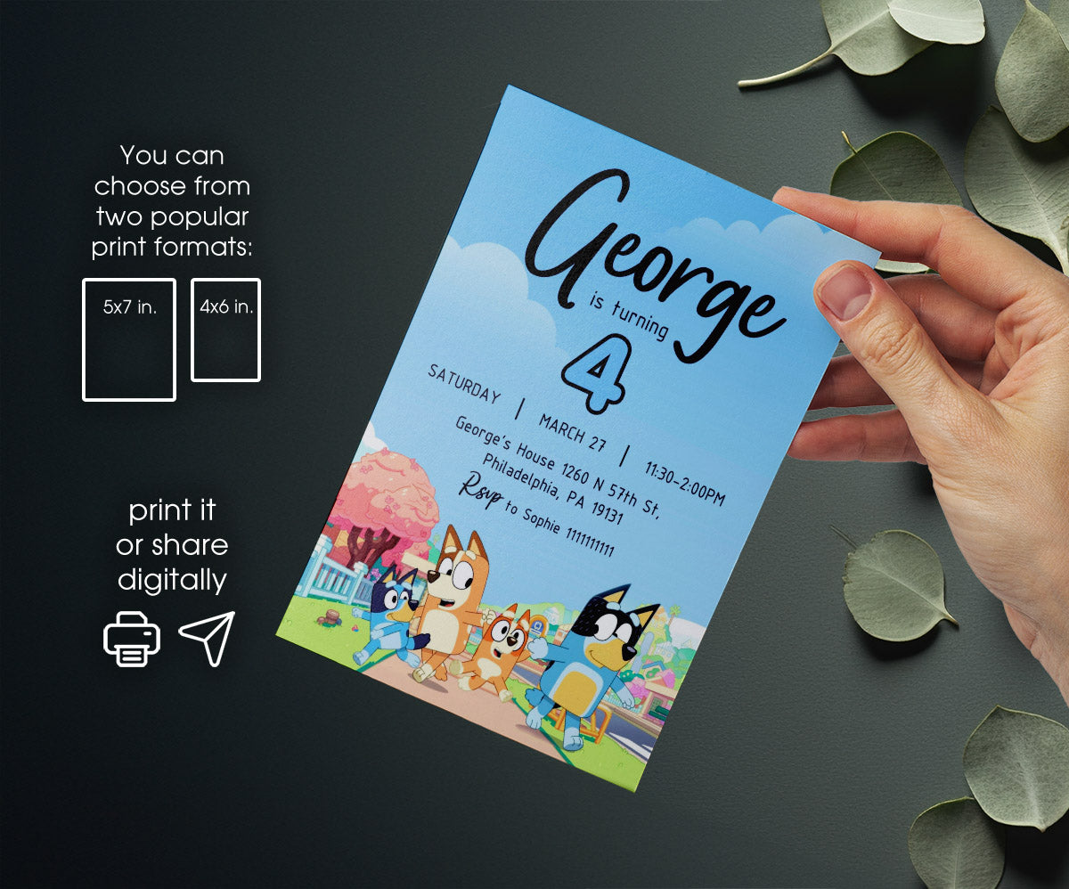 Bluey Bingo customizable invitation template | Share or Print | WK696
