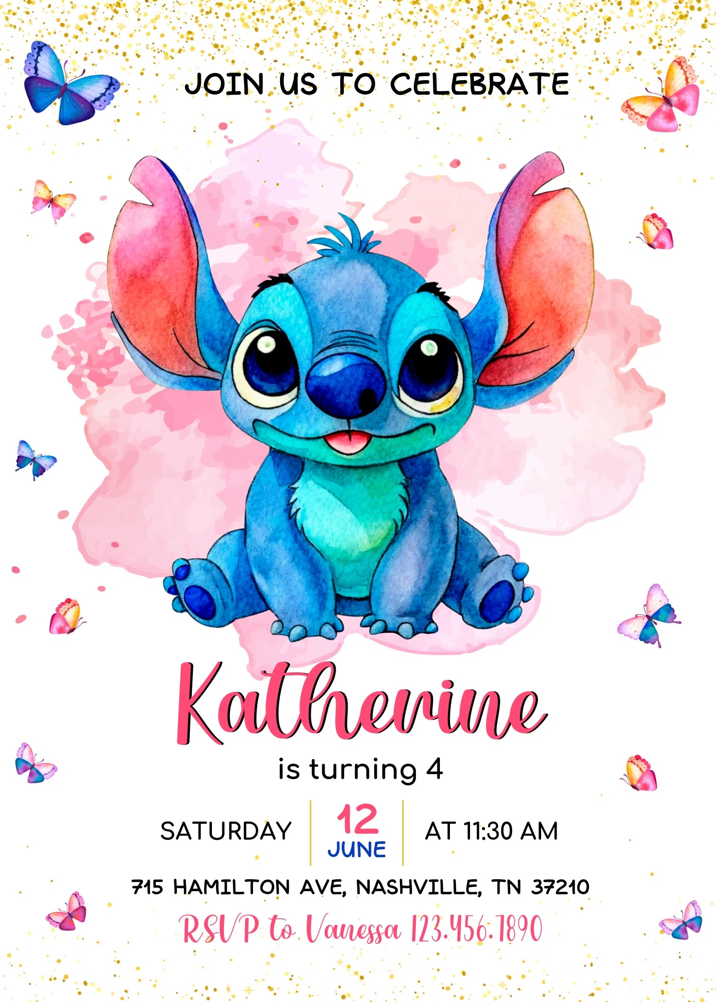 Lilo & Stitch Aloha customizable invitation template | Share or Print | WB737