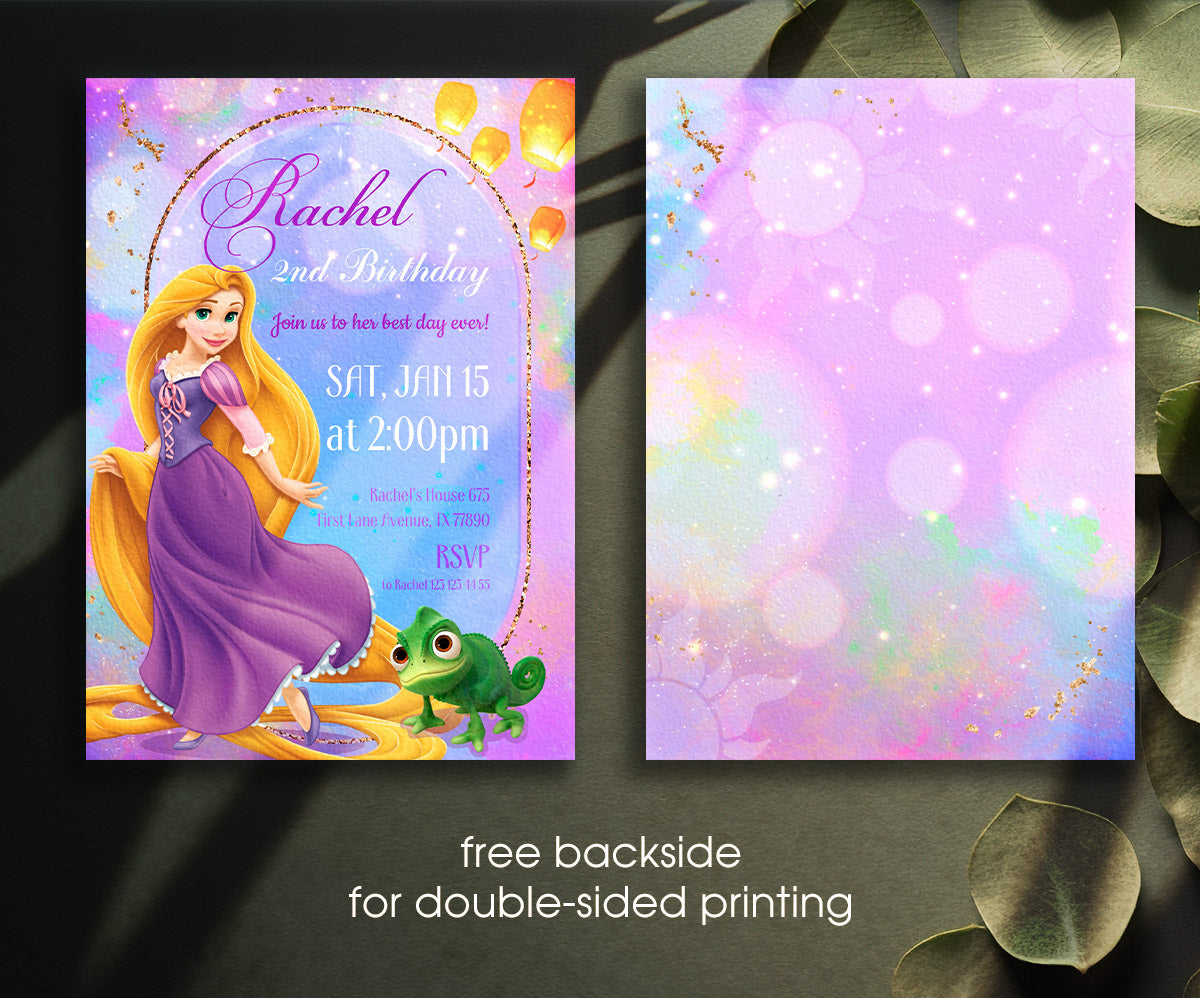 Rapunzel Princess Tangled customizable invitation template | Share or Print | girl | WP435