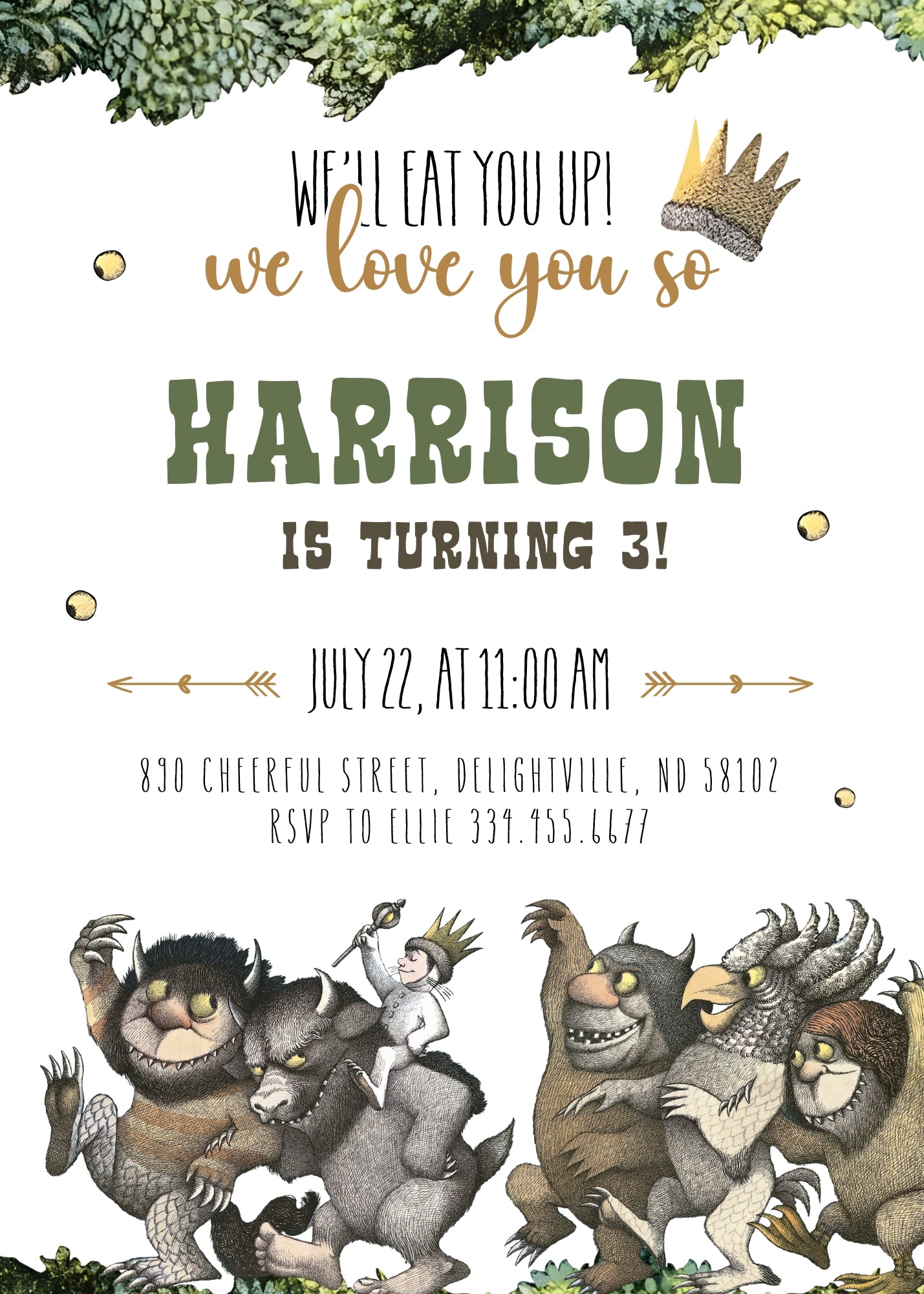 Where The Wild Things Are Maurice Sendak customizable invitation template | Share or Print | AN259