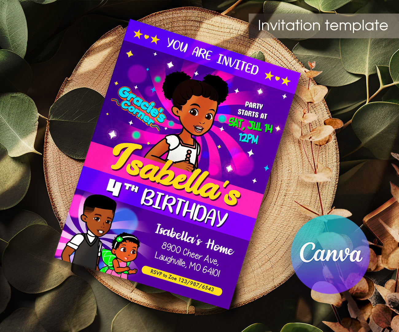 Gracie's Corner Music customizable invitation template | Share or Print | girl | PT108
