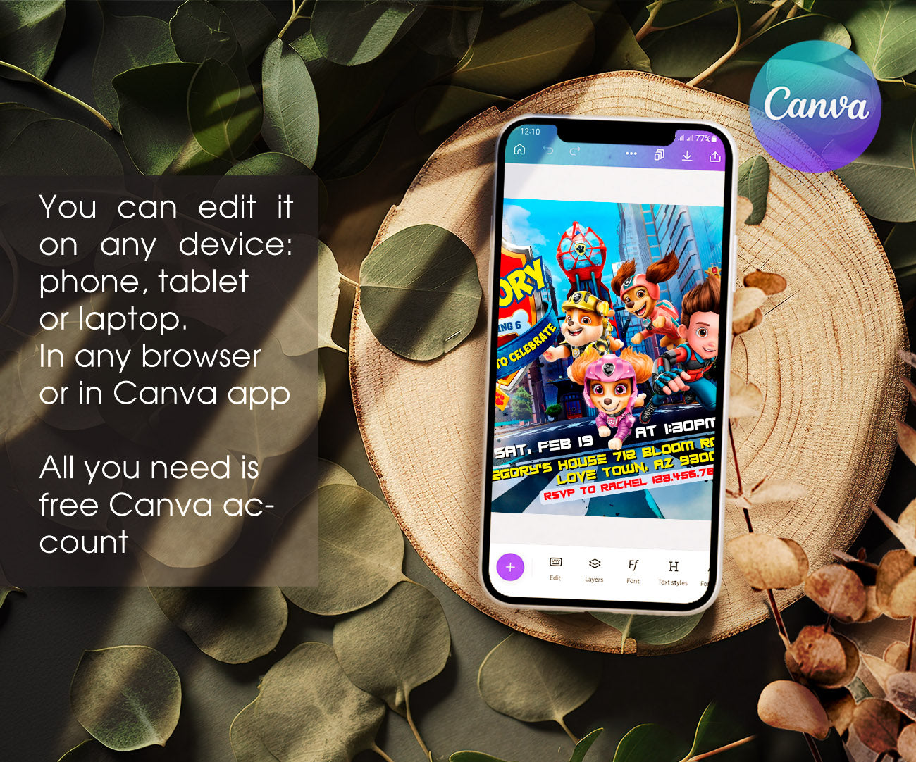 PAW Patrol customizable invitation template | Share or Print | JZ278