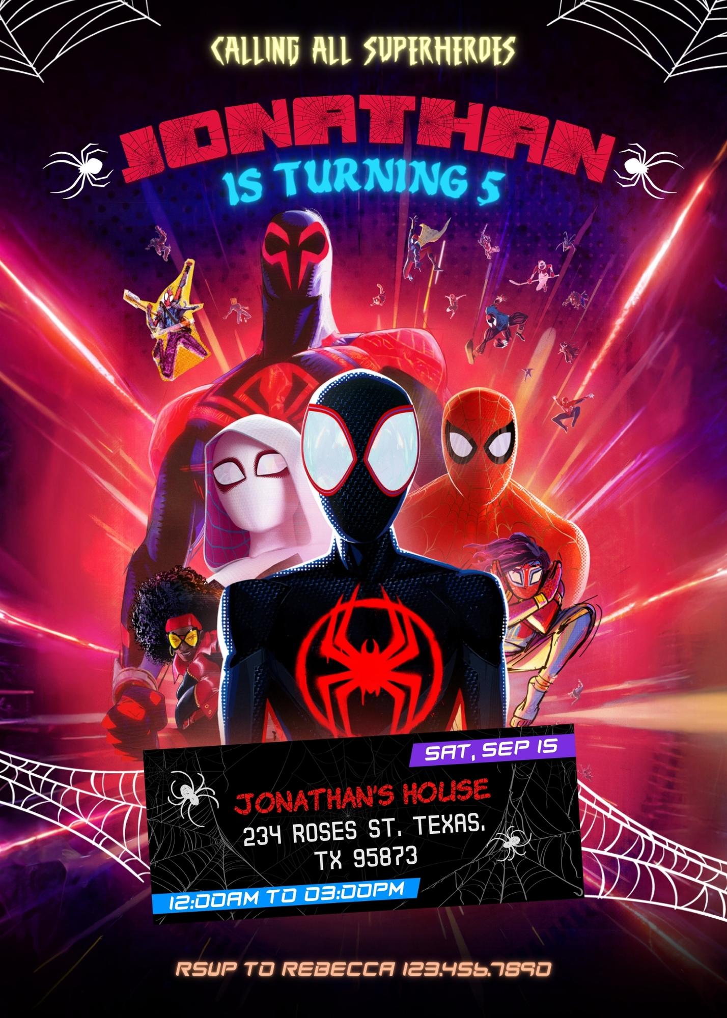 Spider Man Across the Spider-Verse customizable invitation template | Share or Print | boy | HH471
