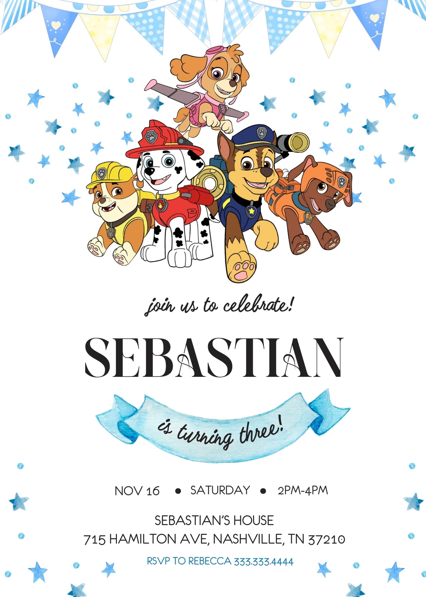 PAW Patrol customizable invitation template | Share or Print | RU245