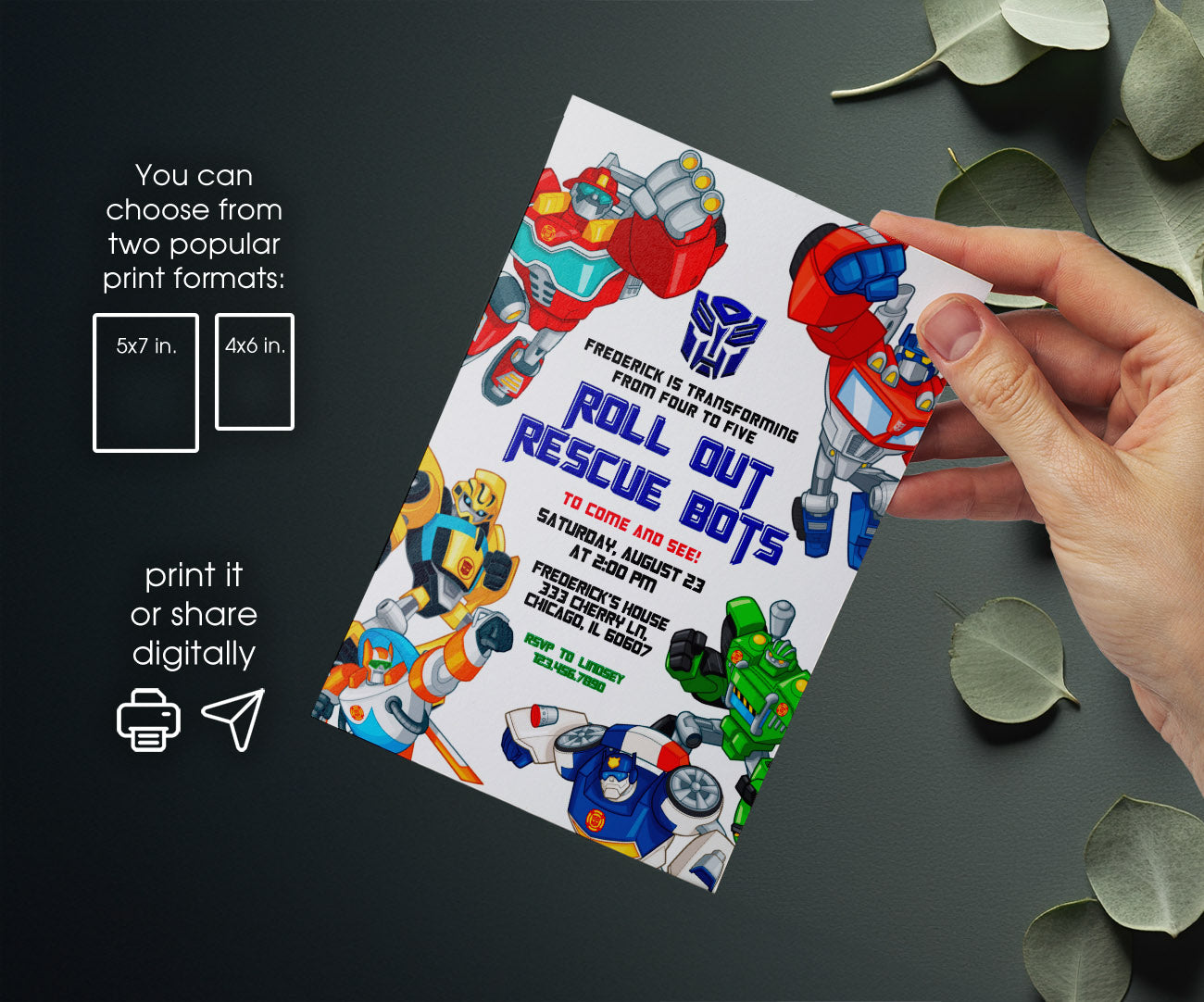 Transformers Rescue Bots customizable invitation template | Share or Print | boy | DG861