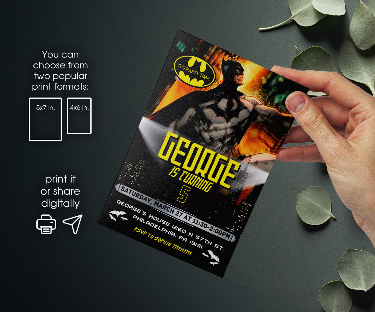 Batman Superhero DC customizable invitation template | Share or Print | XU341