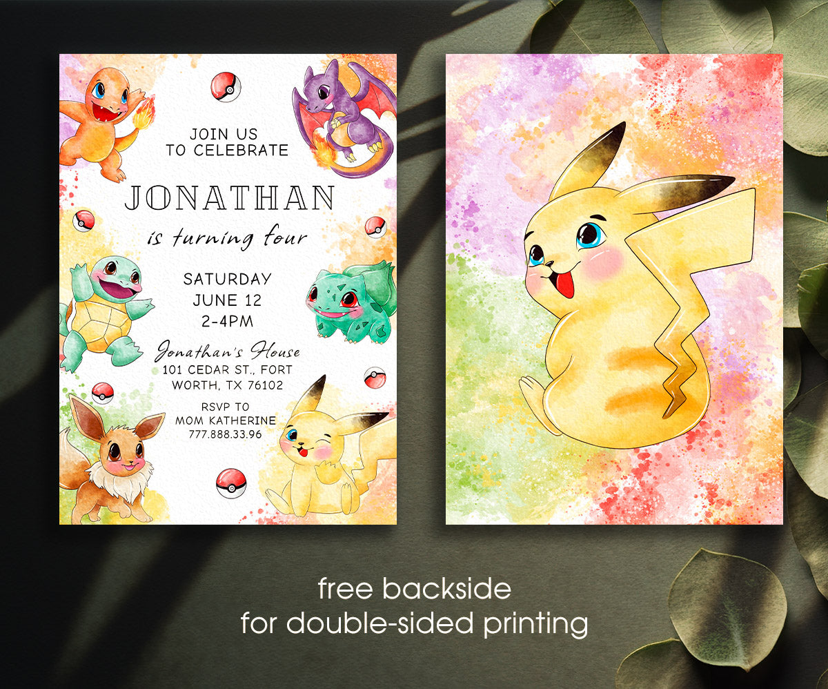 Pokemon Pikachu customizable invitation template | Share or Print | UP714